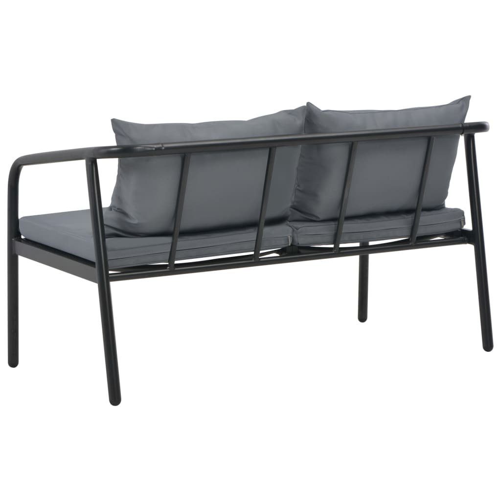 vidaXL Aluminium 2-Sitzer-Gartenbank Grau Auflagen mit Loungesofa