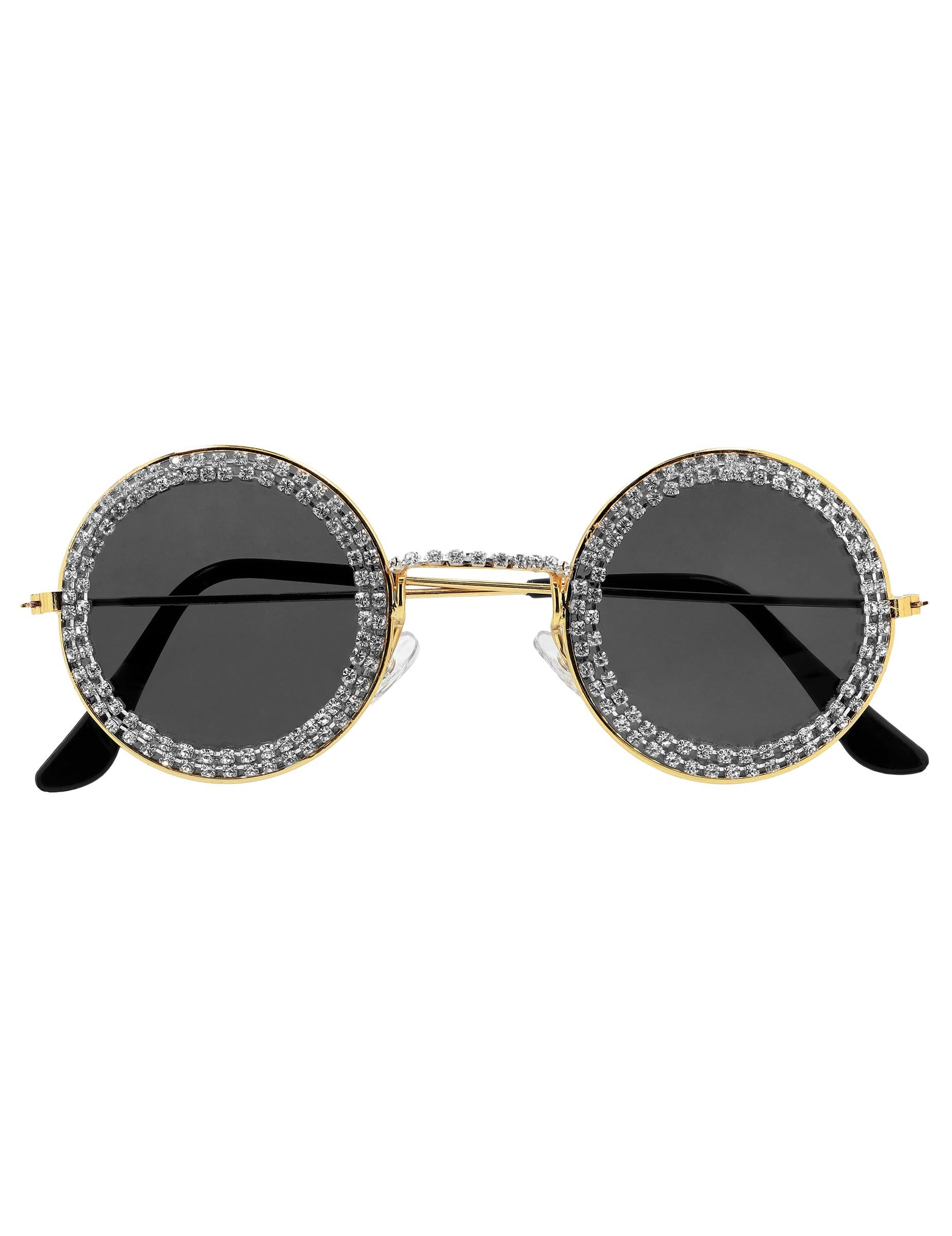 Boland Kostüm Runde schwarze Brille mit Strasssteinen für Erwachsene