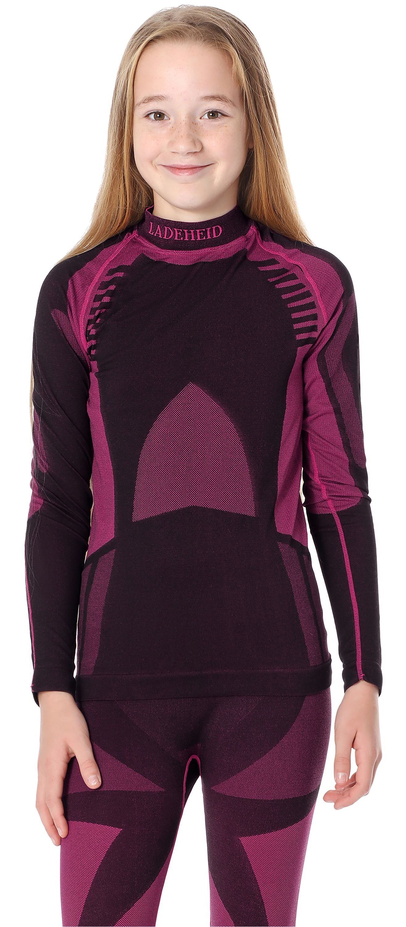 Ladeheid Funktionsunterhemd Damen Funktionsunterwäsche langarm Schwarz/Rosa Thermoaktiv Shirt