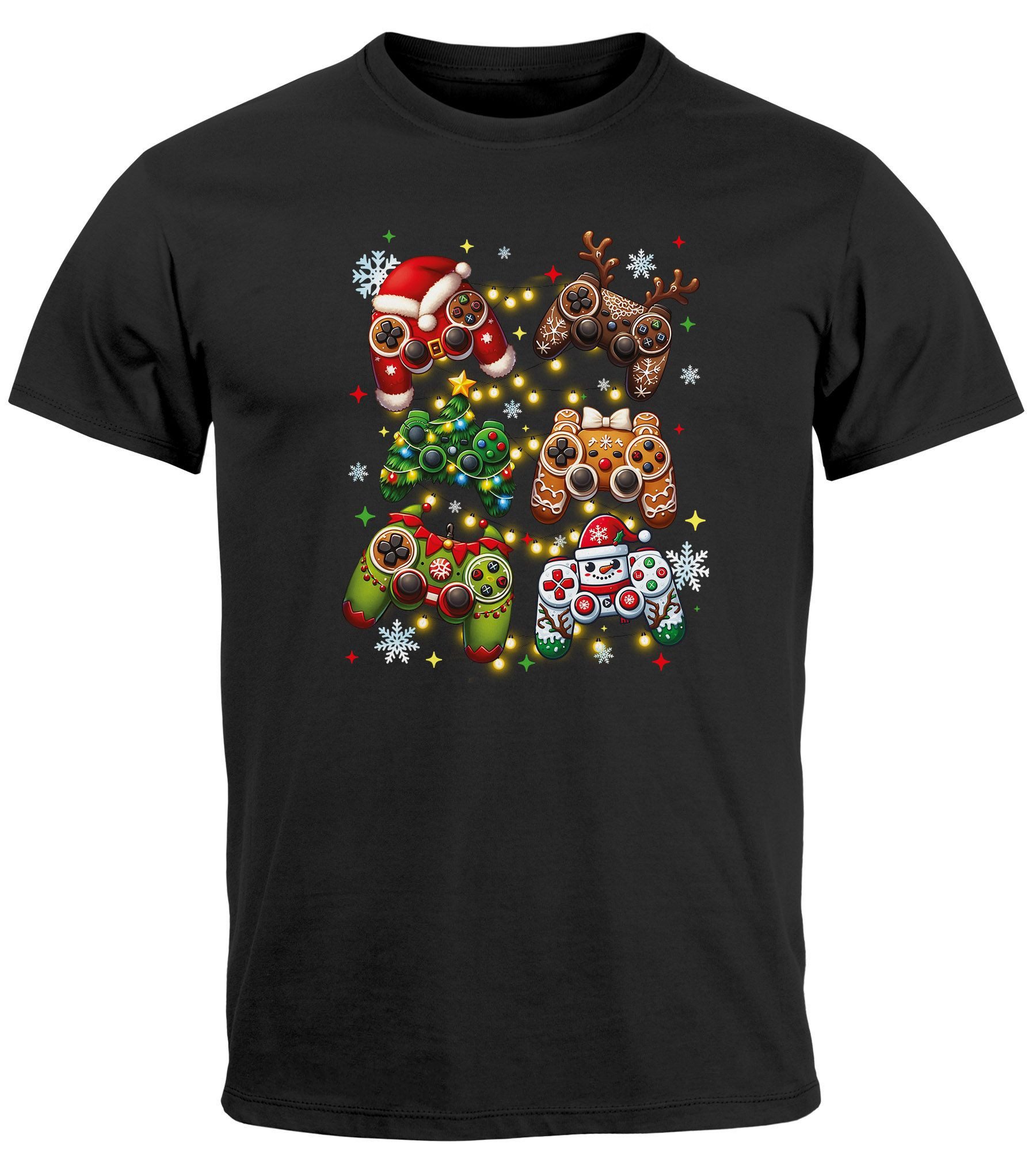 Print-Shirt Herren T-Shirt Weihnachten Lustig Lebkuchen Konsole Gaming Design