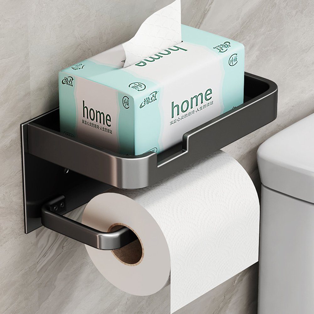 Haiaveng Toilettenpapierhalter Kein erforderlich, Bohren Ablage, mit Toilettenpapierhalter grau