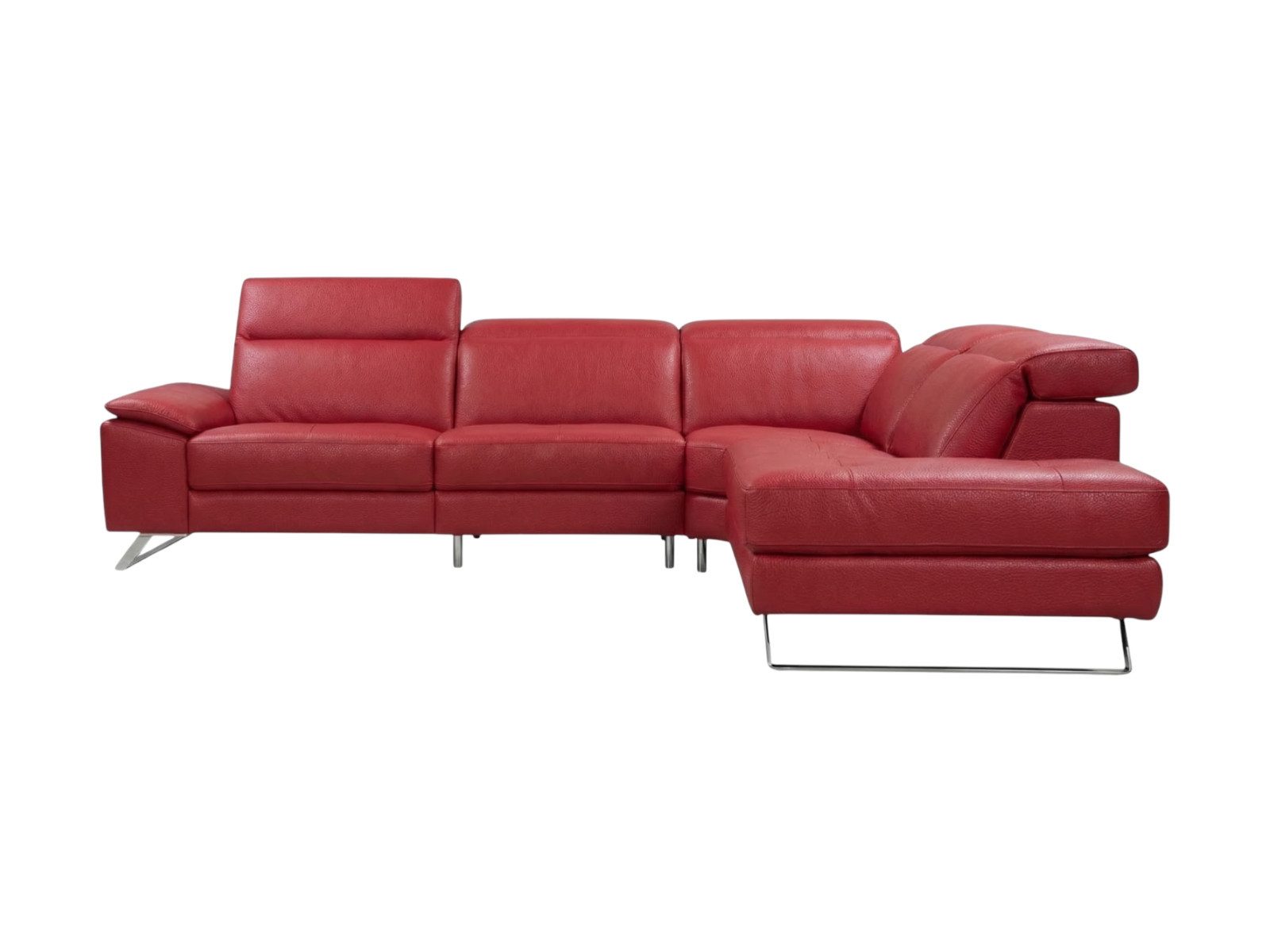 Villa Möbel Ecksofa Genius, L-Form 1 Teile, Echtleder-Ecksofa mit Kopfteilverstellung fürs Wohnzimmer