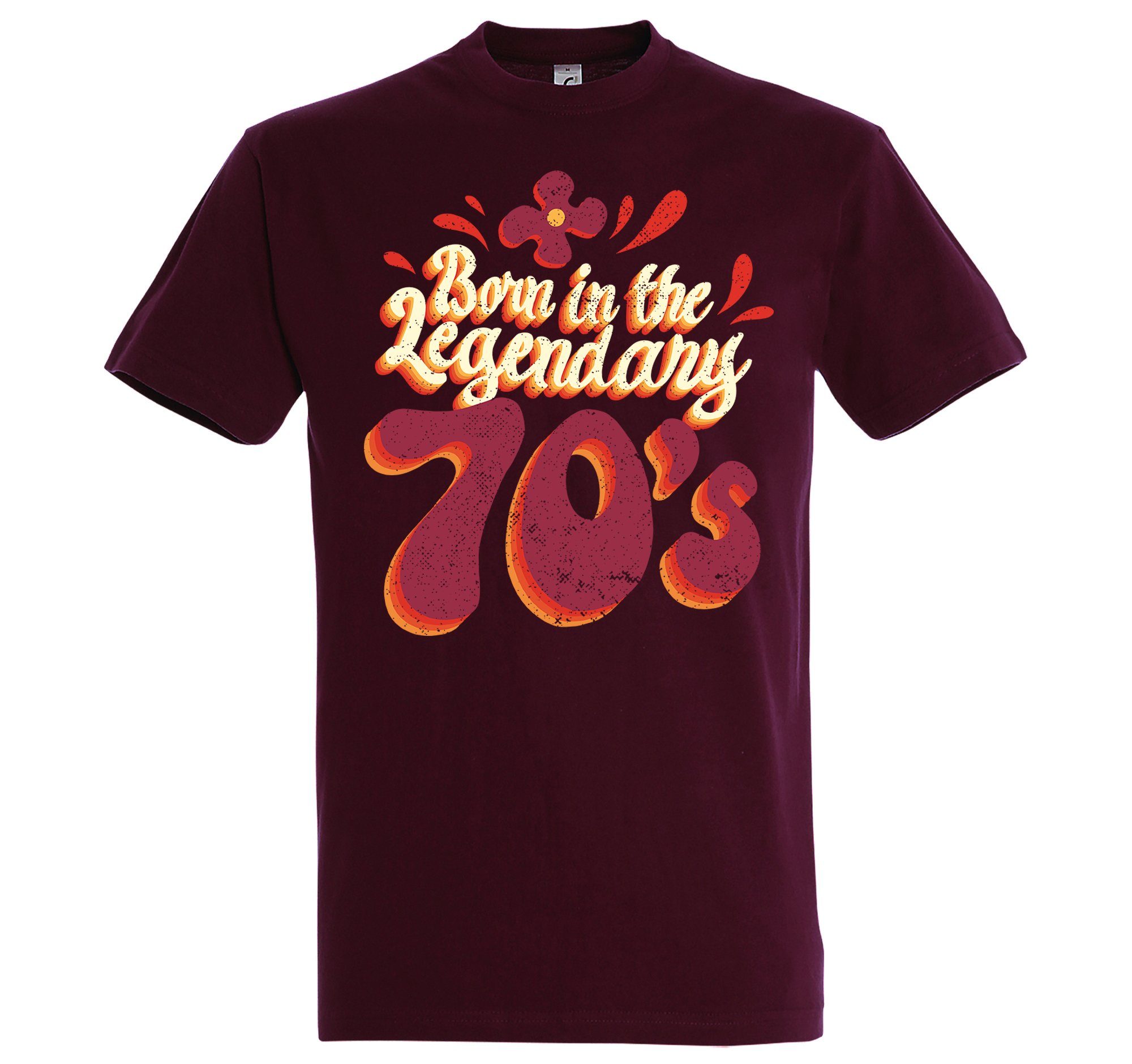 Youth Designz T-Shirt "Born In The Legendary 70´s" Herren Shirt mit trendigem Frontprint Burgund