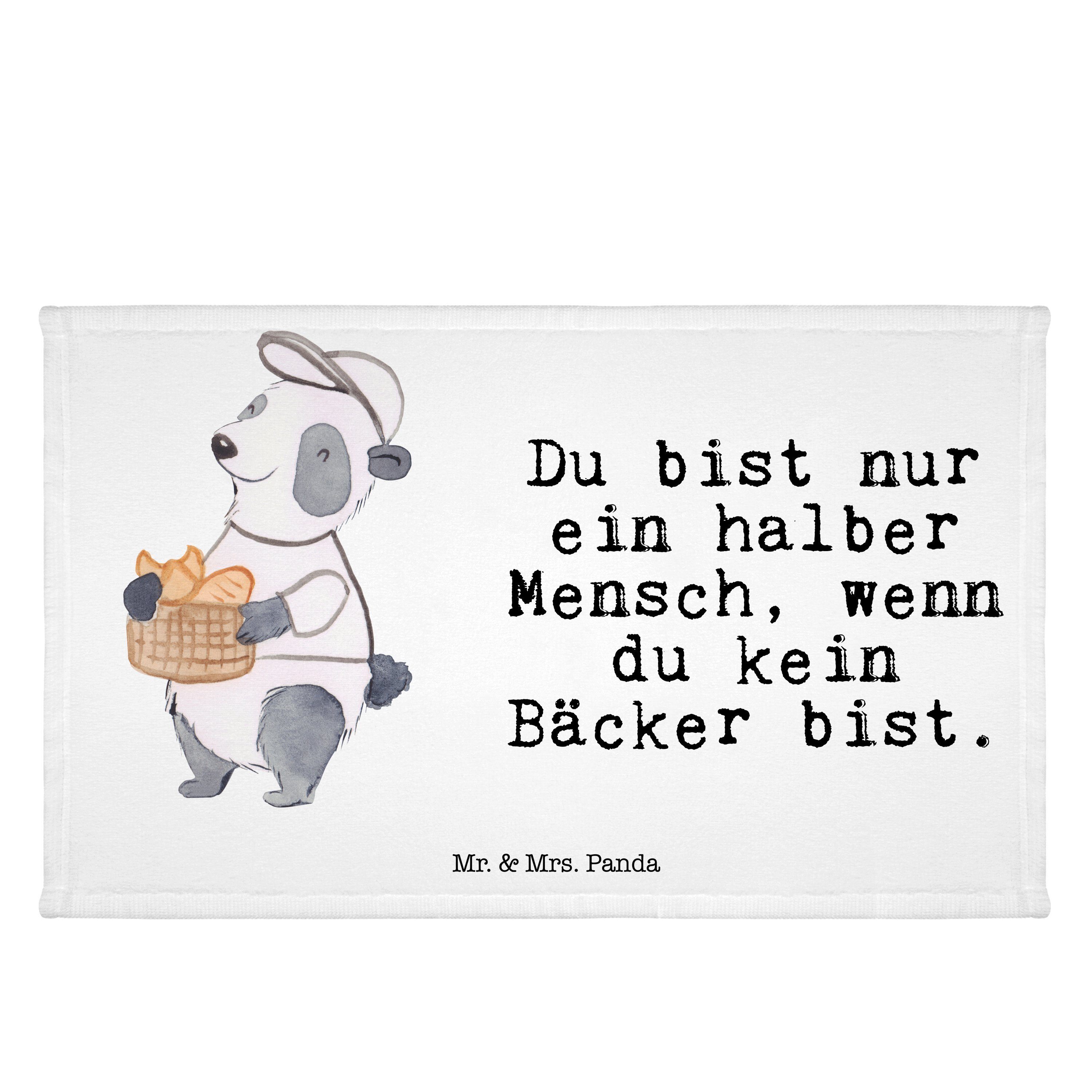 Mr. & Mrs. Panda Handtuch Bäcker mit Herz - Weiß - Geschenk, Bäckerladen, Sonntagmorgen, Kinder, (1-St)