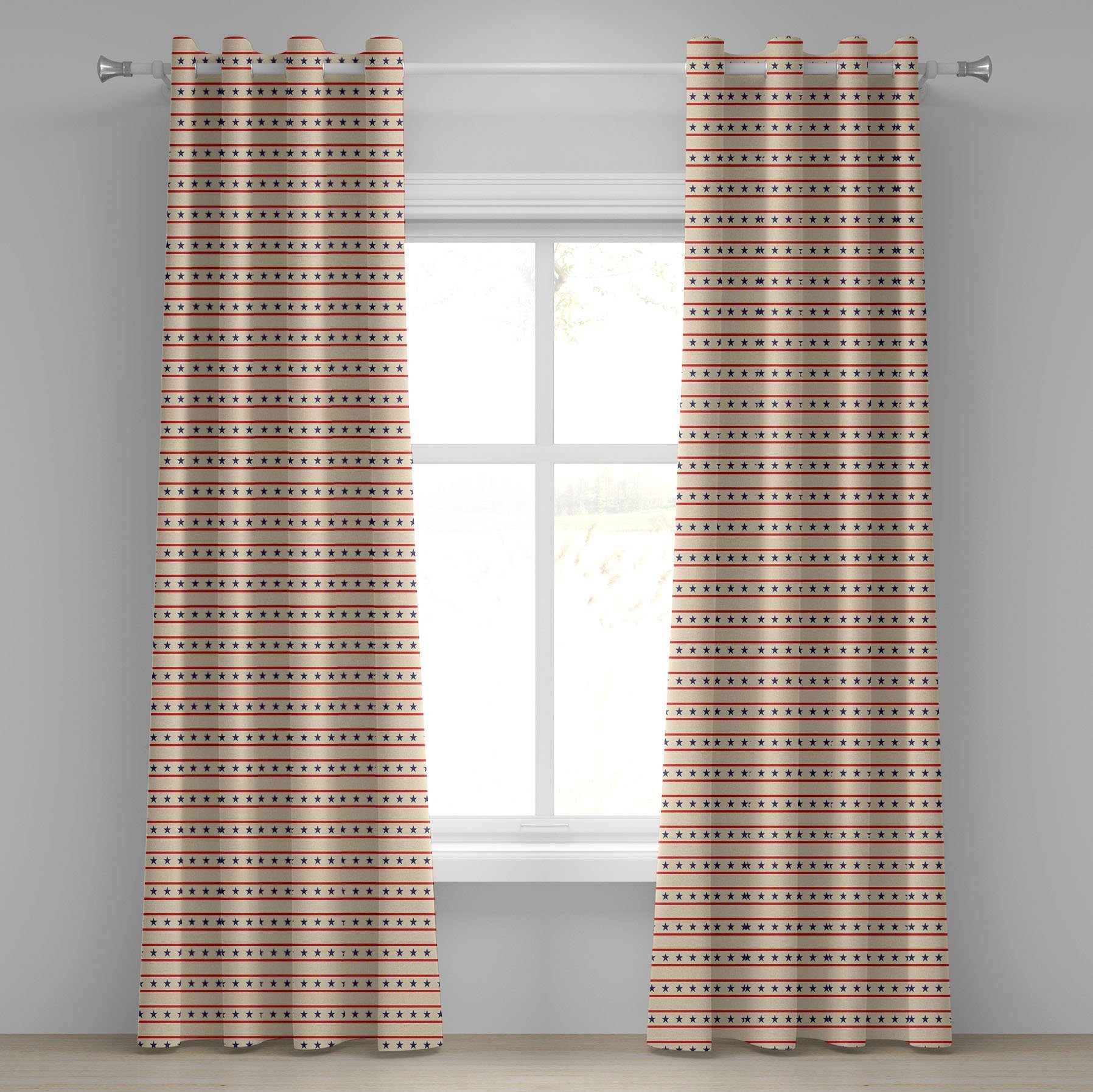 Gardine Dekorative 2-Panel-Fenstervorhänge für Schlafzimmer Wohnzimmer, Abakuhaus, Primitive Land nostalgische USA