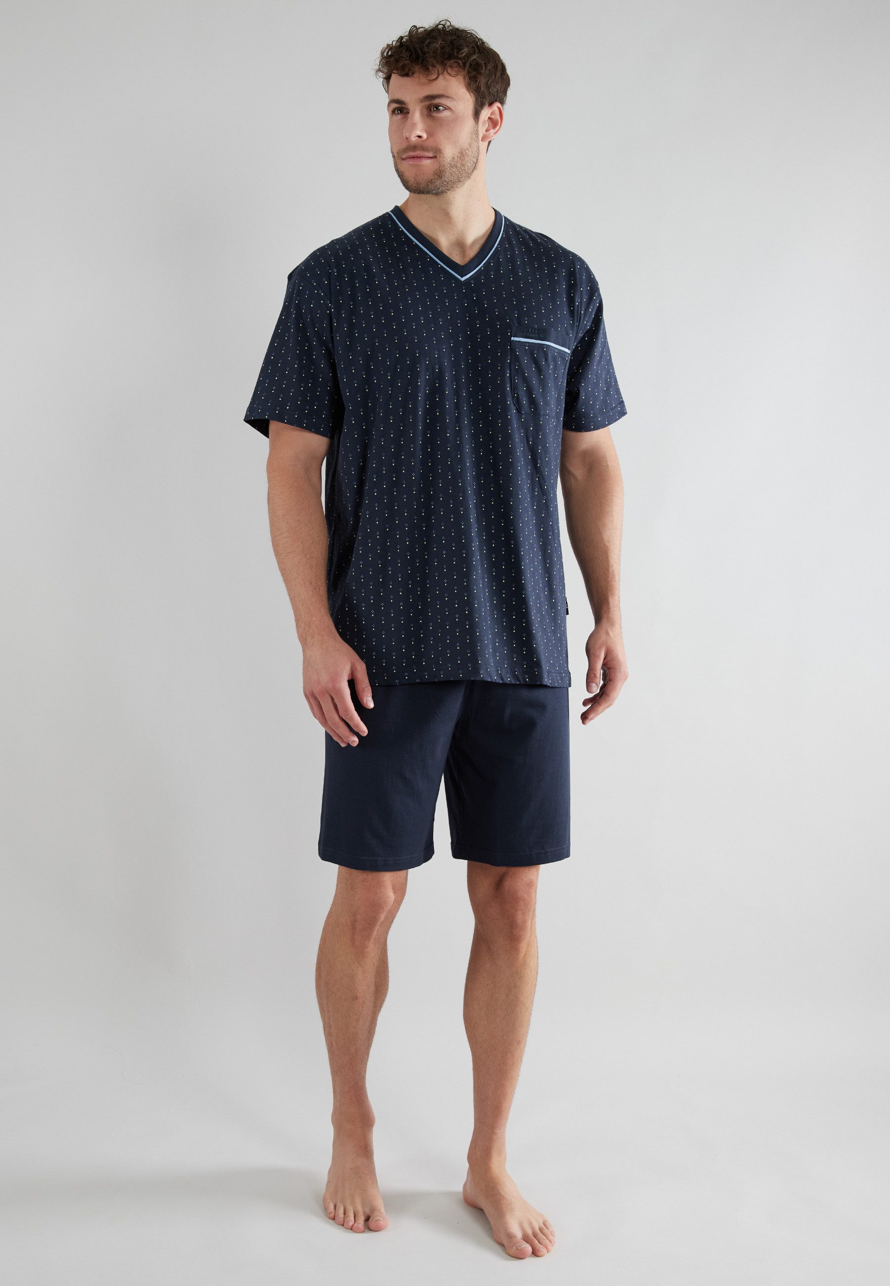 GÖTZBURG Shorty GÖTZBURG Herren Shorty blau bedruckt (1 tlg)
