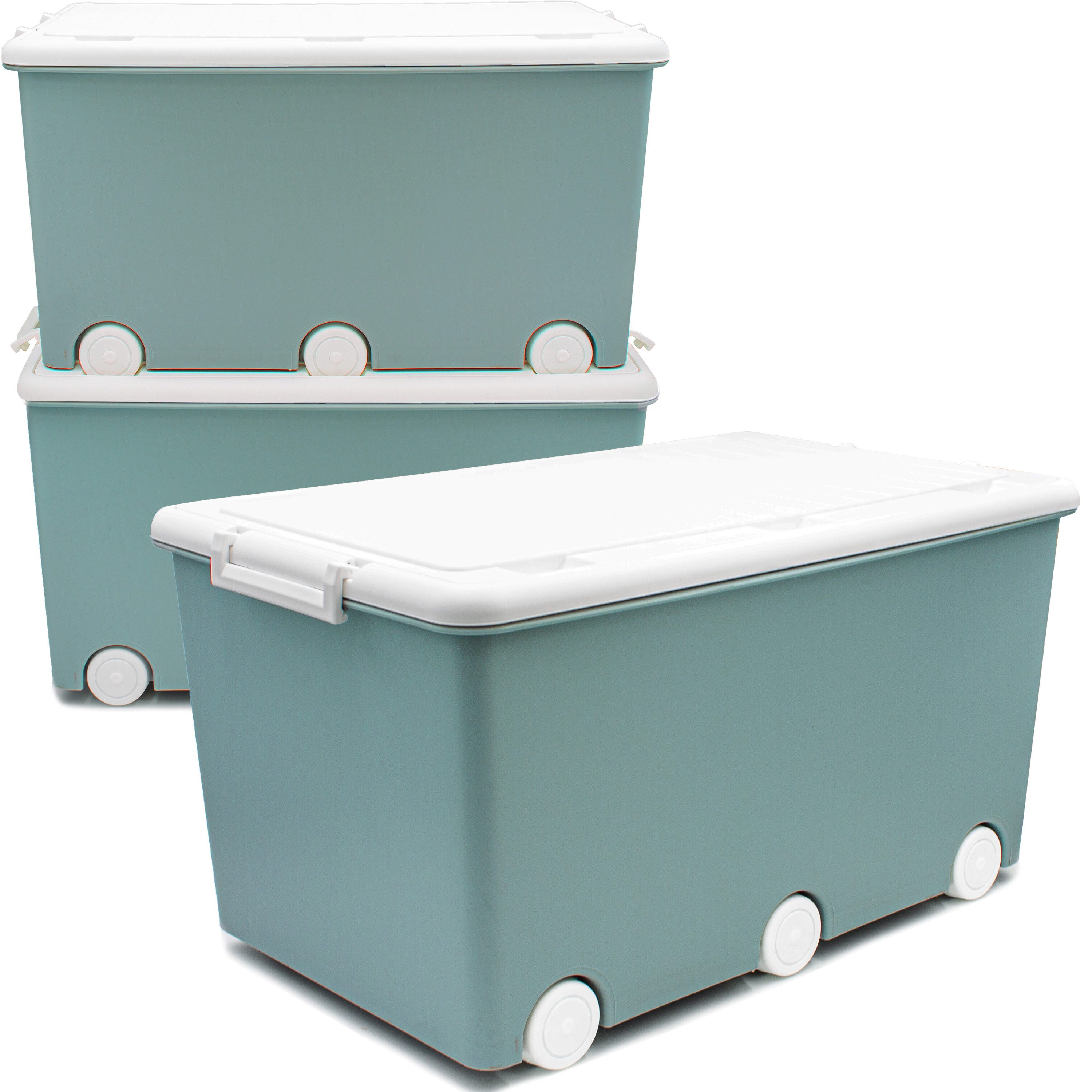 Babykajo Aufbewahrungsbox (Boxen mit Rollen, 3 St., mit 50L Volumen), Stapelbloxen, Aufbewahrungsboxen, Box zum Aufbewahren