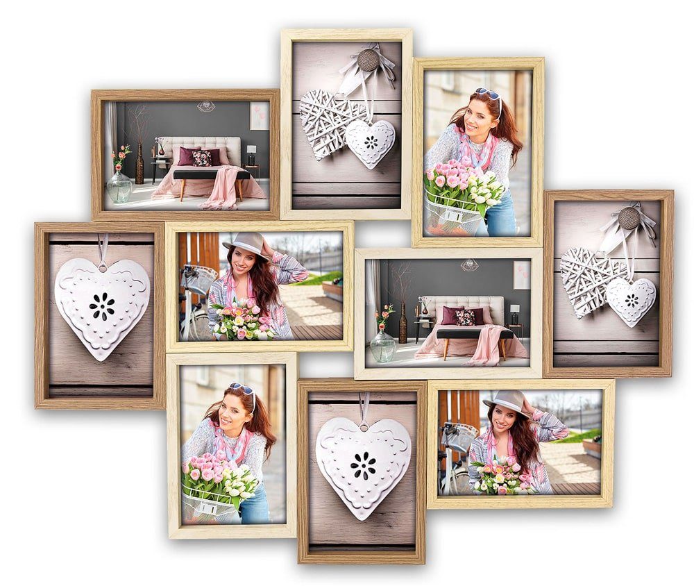 Bilderrahmen Holz Bilderrahmen Collage braun, beige, creme für 10x15 cm