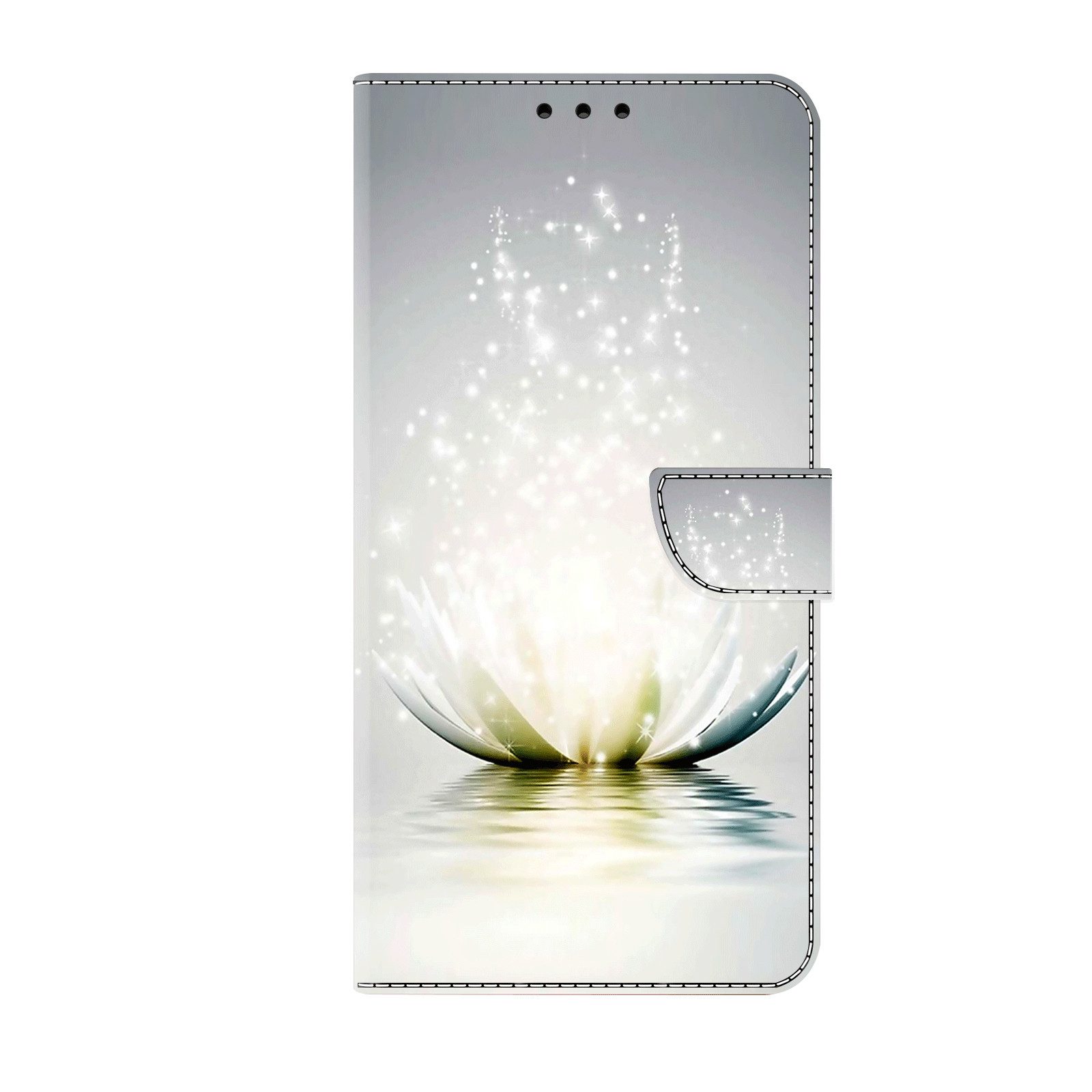 CLM-Tech Handytasche für Samsung Galaxy A16 / A17 5G Hülle aus Kunstleder Klapphülle (Lotus Lampe, Handyhülle mit Standfunktion - Wallet Flip Case inklusive Kartenfächer), Cover mit Magnetverschluss