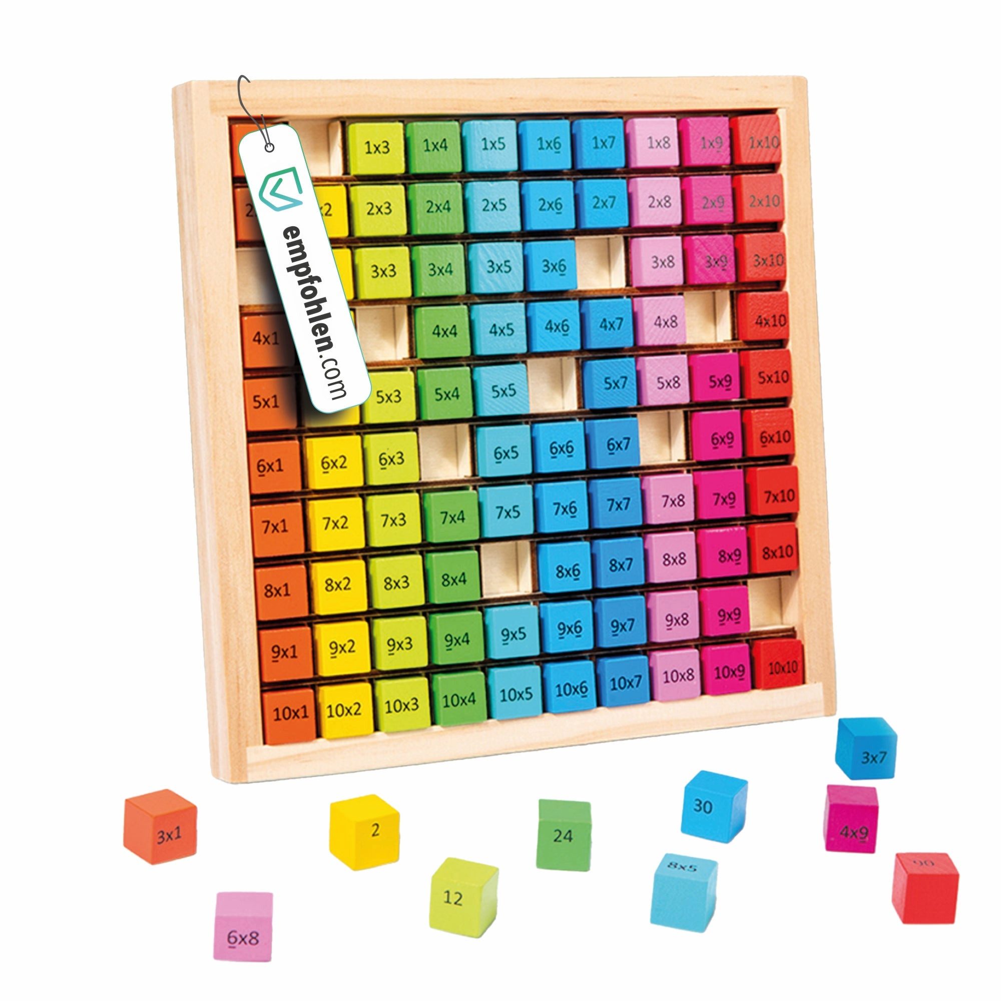 Ludo Lab Lernspielzeug Multiplikationsbrett aus Holz (100-St., Montessori Rechenbrett zum 1x1 Lernen), Pädagogisches Montessori Mathematik-Lernspielzeug für Kinder