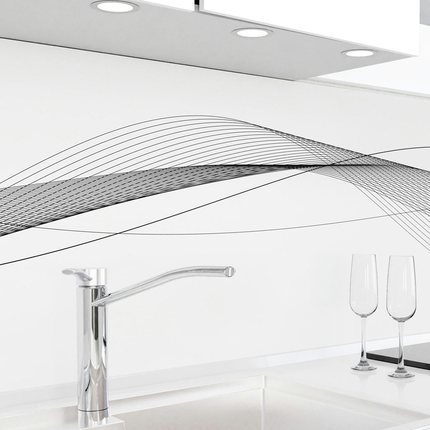 danario Küchenrückwand Folie selbstklebend - Matt - Spritzschutz Küche - versteift & robust