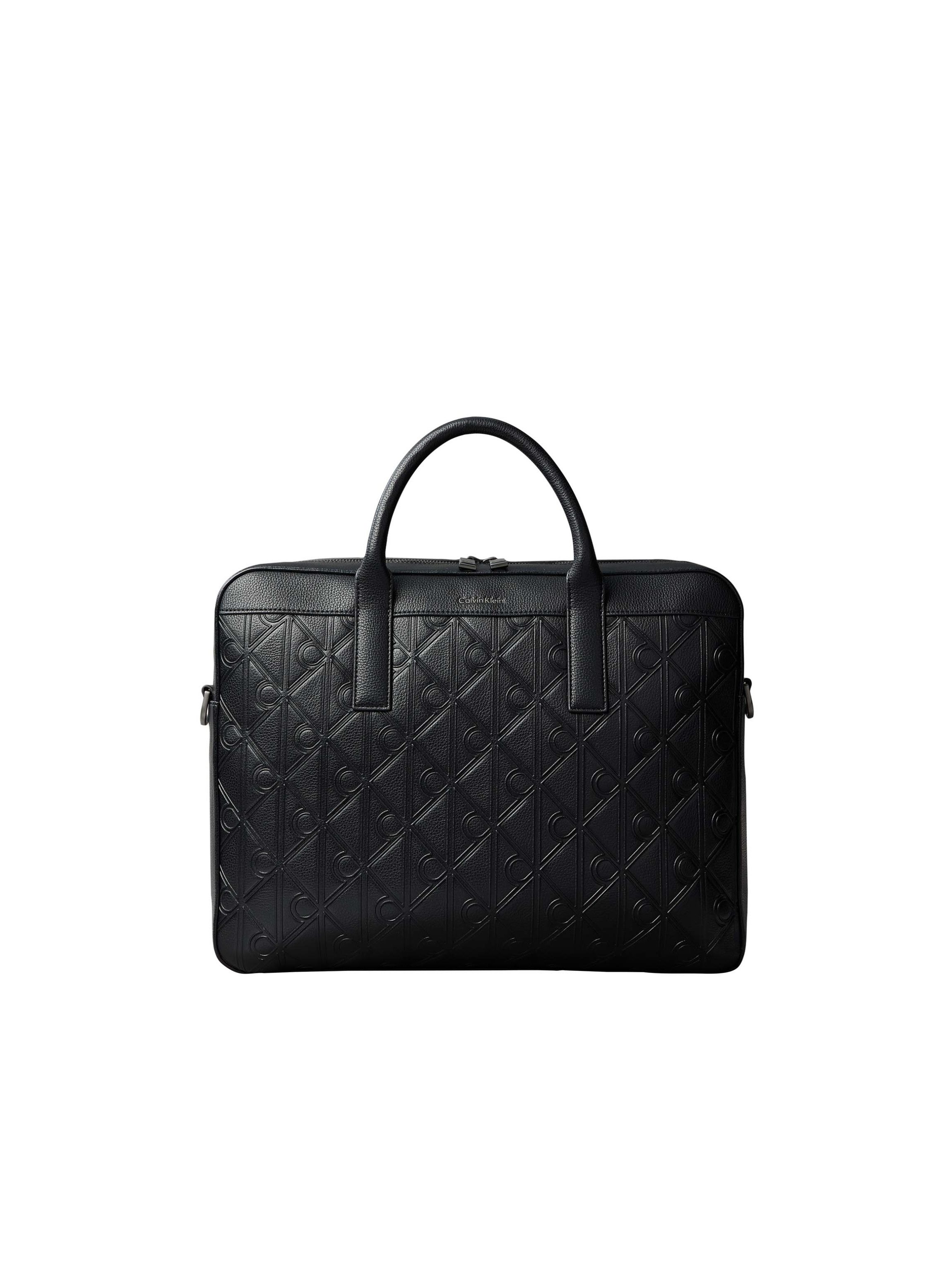 Calvin Klein Aktentasche EMBLEM AOP DEBOSS COMMUTER, Unisex Businesstasche, Laptoptasche mit abnehmbarem Schulterriemen