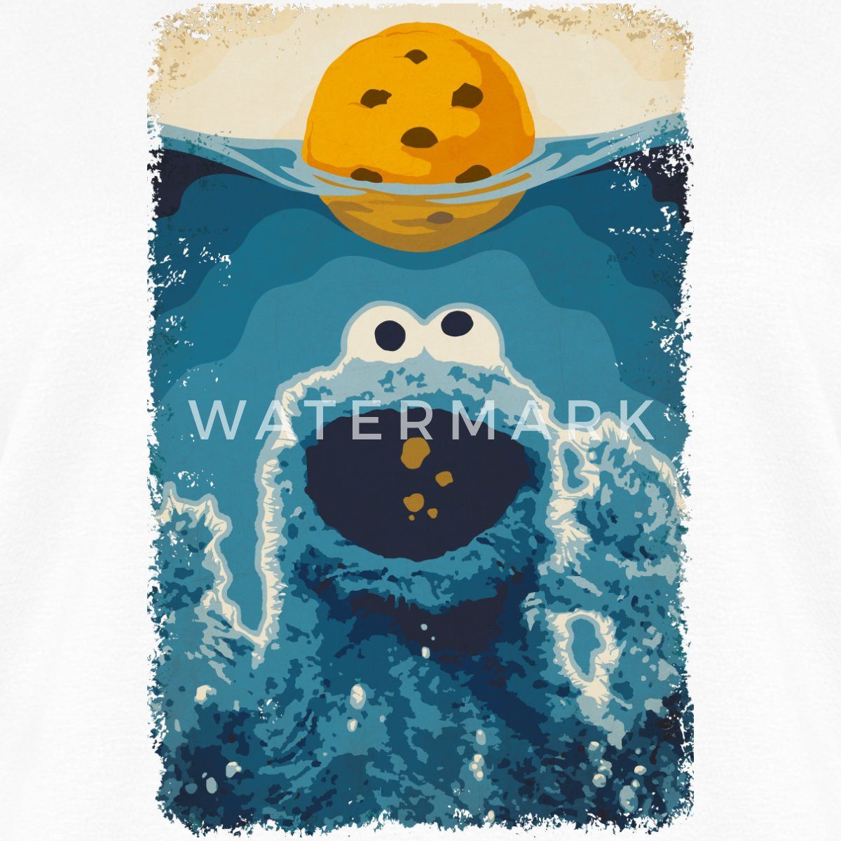 Spreadshirt T-Shirt Sesamstraße Krümelmonster Hai Frauen Premium T-Shirt (1-tlg)