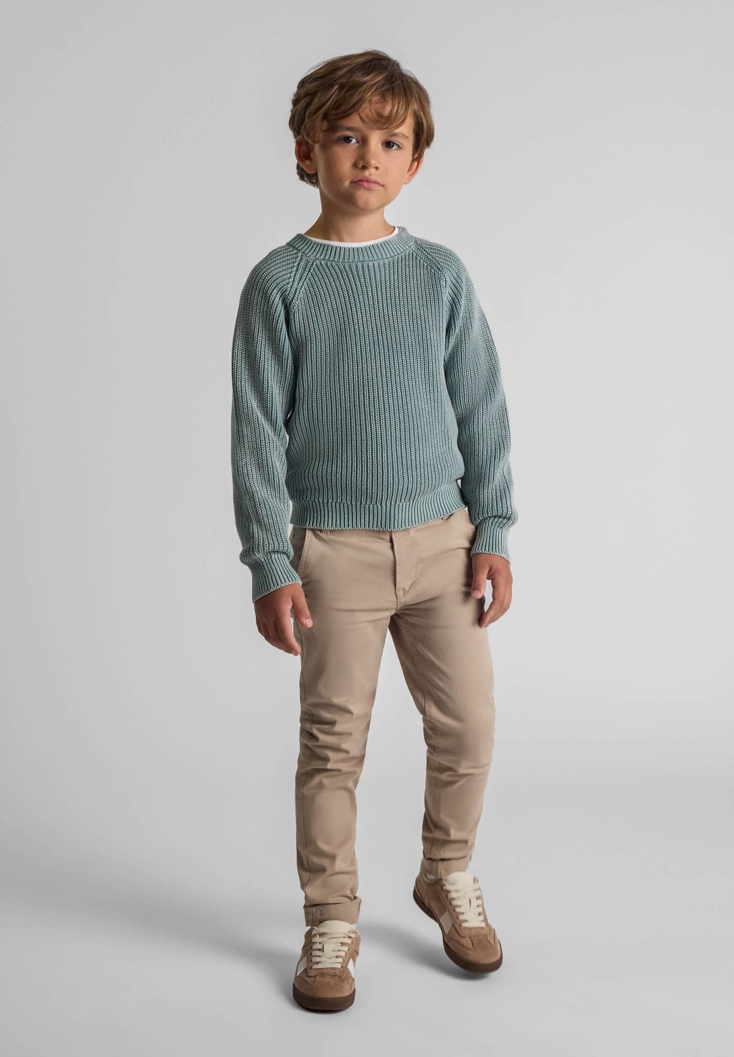 MINOTI Strickpullover Langarmshirt aus Baumwolle, mit Acid-Waschung (2y-14y günstig online kaufen