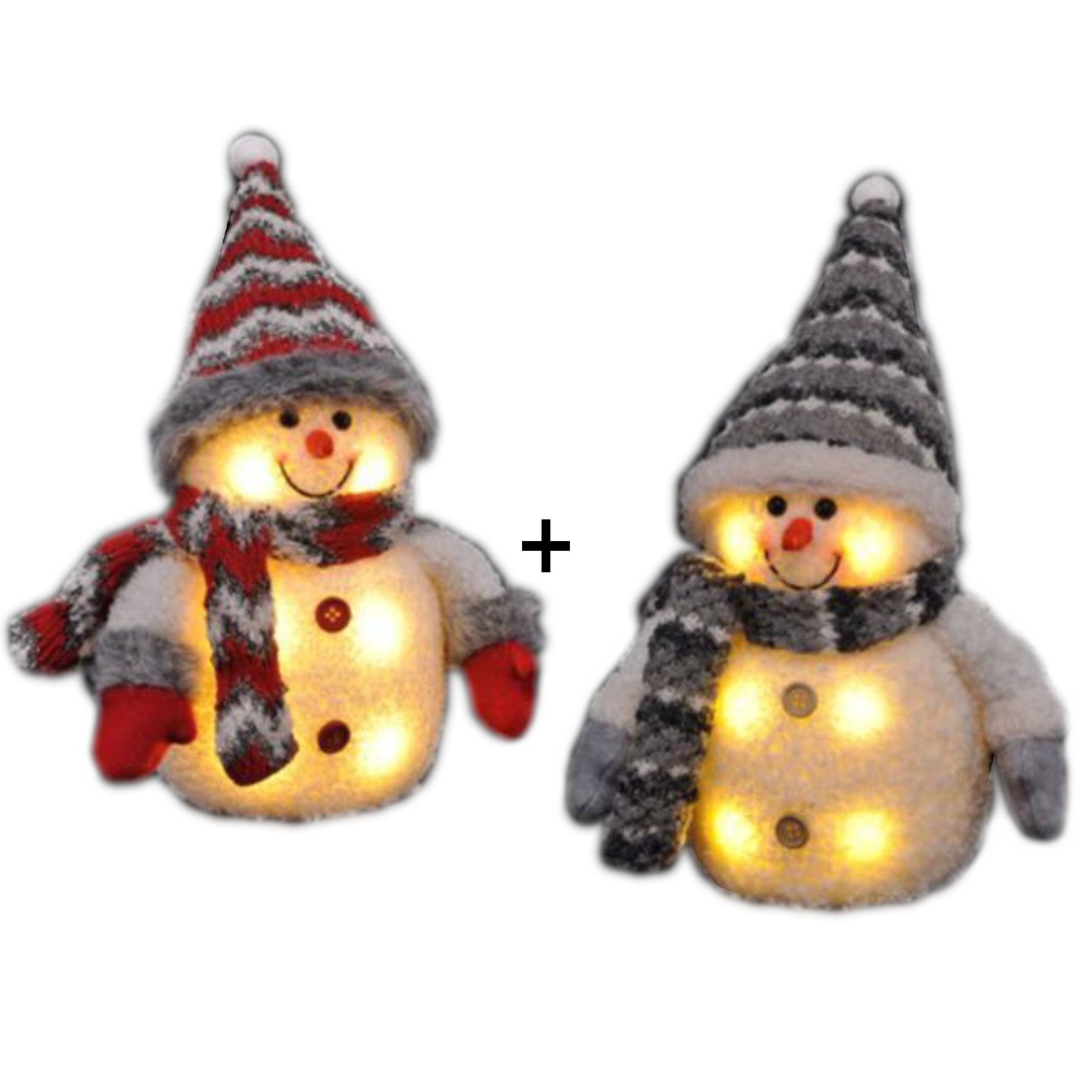 LED-Dekofigur 2er Set Dekofigur Schneemann LED Weihnachtsdeko