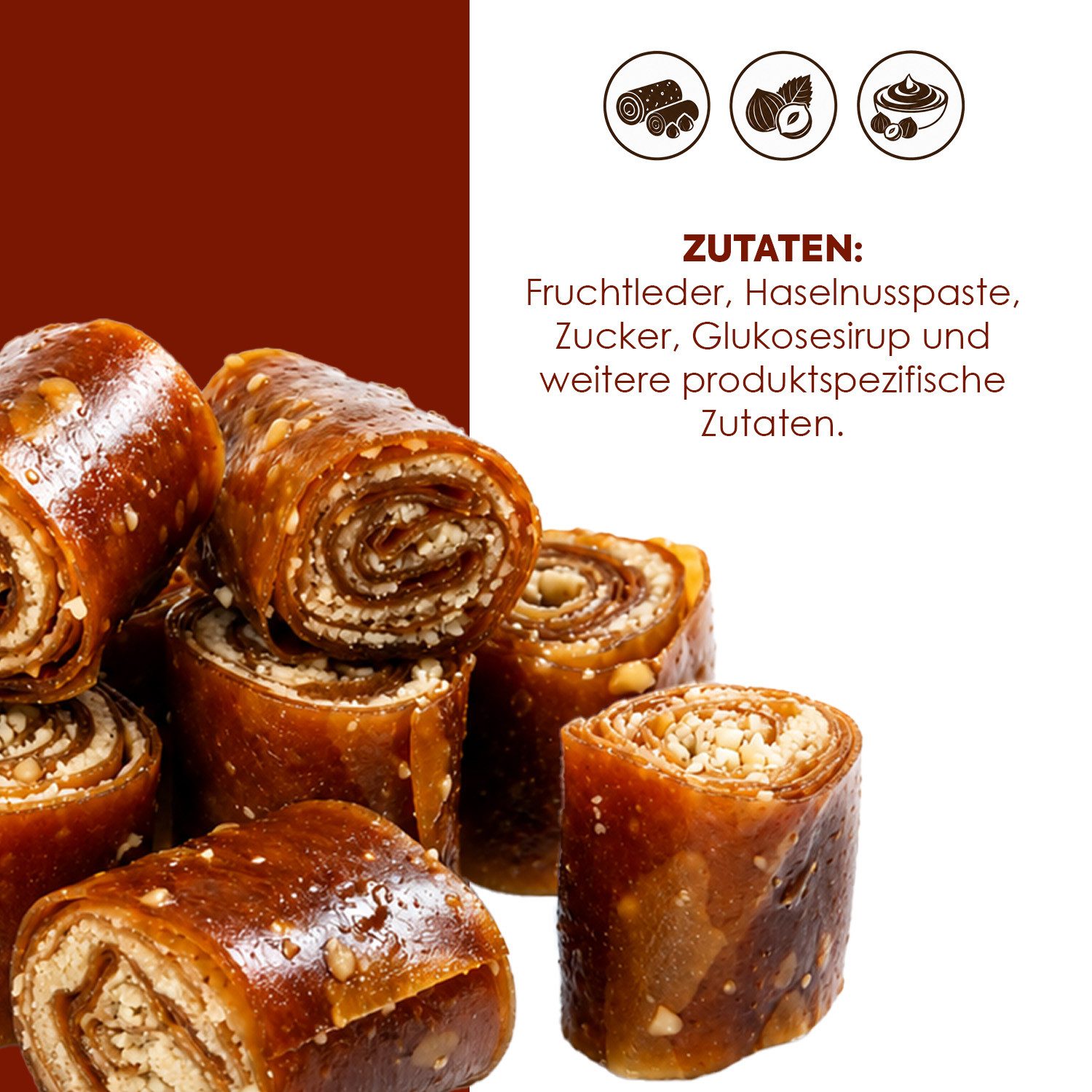 We_Natur Süßigkeit Fruchtleder mit Haselnusspaste – Zarte orientalische Süßigkeit, 350 g, Glutenfrei, ohne Zusatzstoffe – Bild 2 von 5