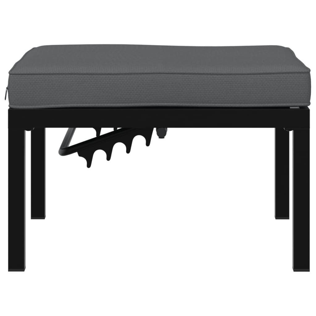 vidaXL Hocker Gartenhocker mit Kissen Schwarz Aluminium (1 St)