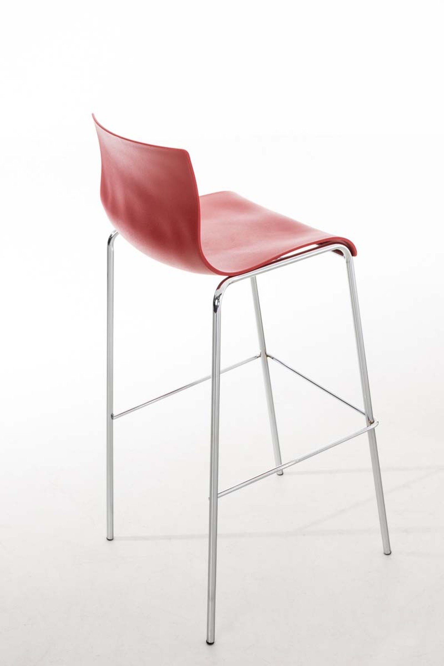Gestell Tresenhocker), Fußstütze Küche Metall Kunststoff Sitzfläche: & Barhocker (mit für - Chrom - Hoover Theke Hocker Rot TPFLiving -