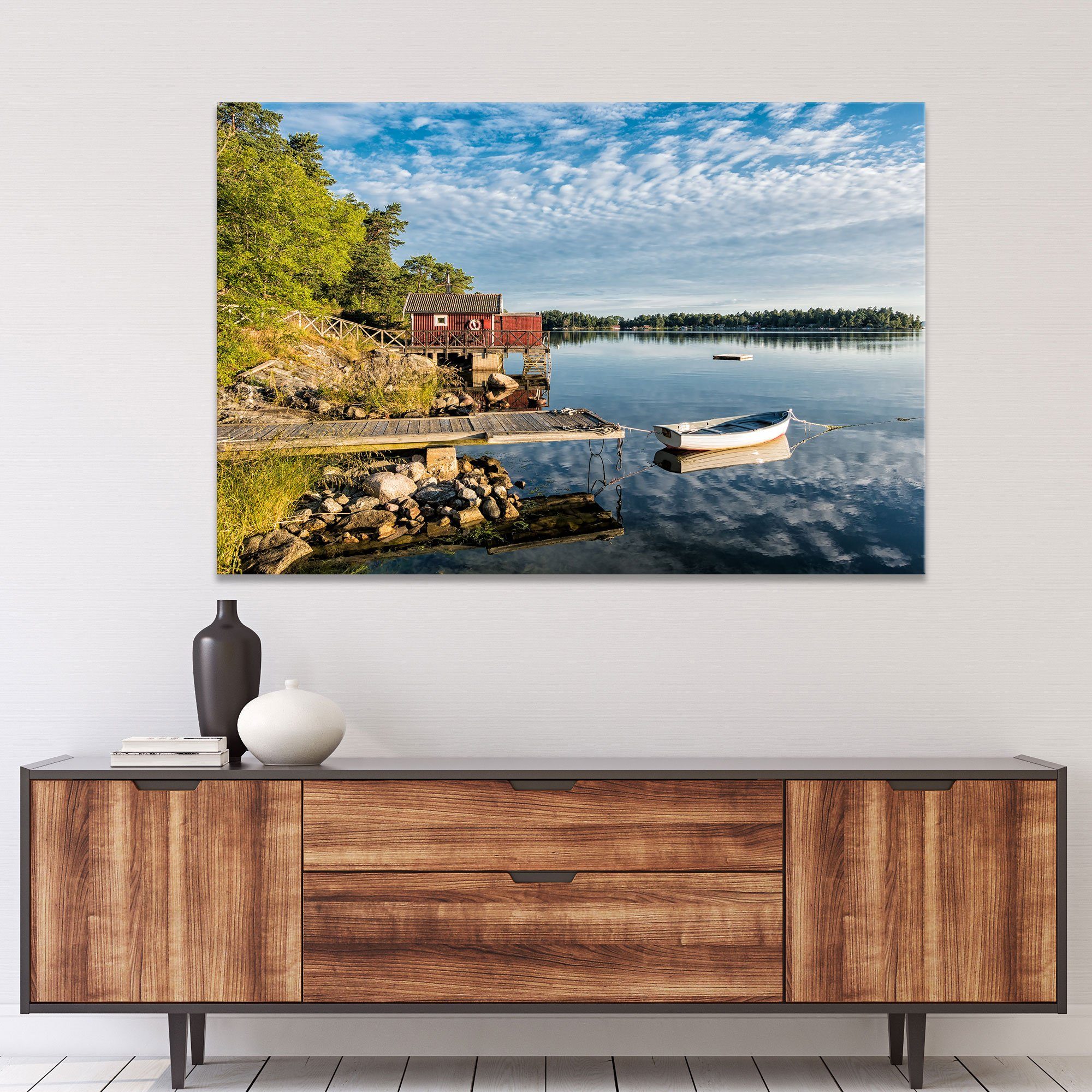 WallSpirit Leinwandbild "Schären - Schwedische Küste" - XXL Wandbild, Leinwandbild geeignet für alle Wohnbereiche