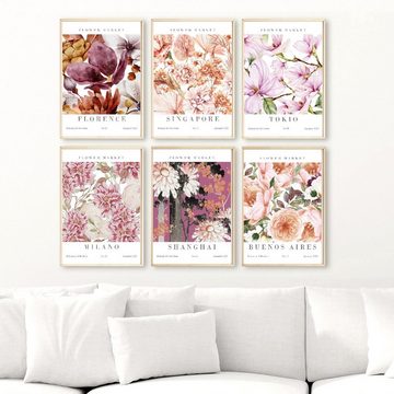 homestyle-accessoires Poster Bilderset FLOWER MARKET EXOTISCH 6er SET DIN A4 ODER DIN A3 Prints, Ohne Bilderrahmen