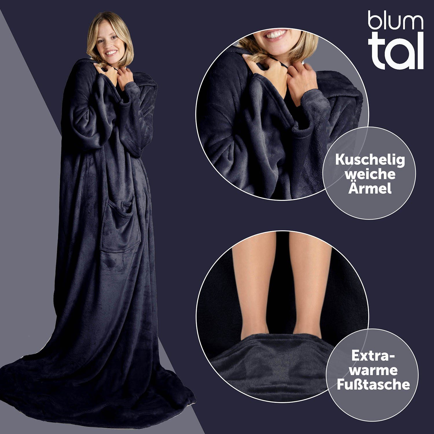 Wohndecke Kuscheldecke mit Ärmeln und Fußtasche, günstig online kaufen