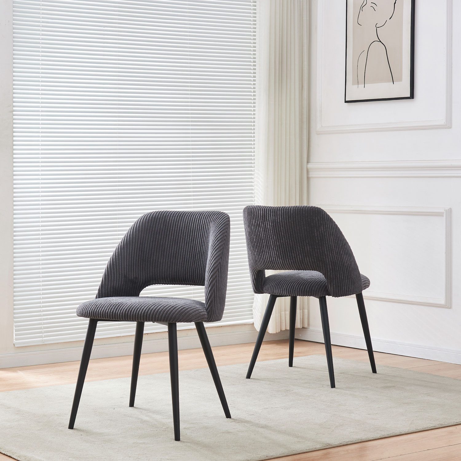 B&D home 4-Fußstuhl VICKY (2er Set, 2 St), gepolstert, Kordsamt