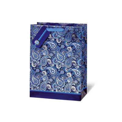 BSB Grußkarten Tasche groß - A4-Format - 36x26x14 cm - Paisley blue - blaues Muster
