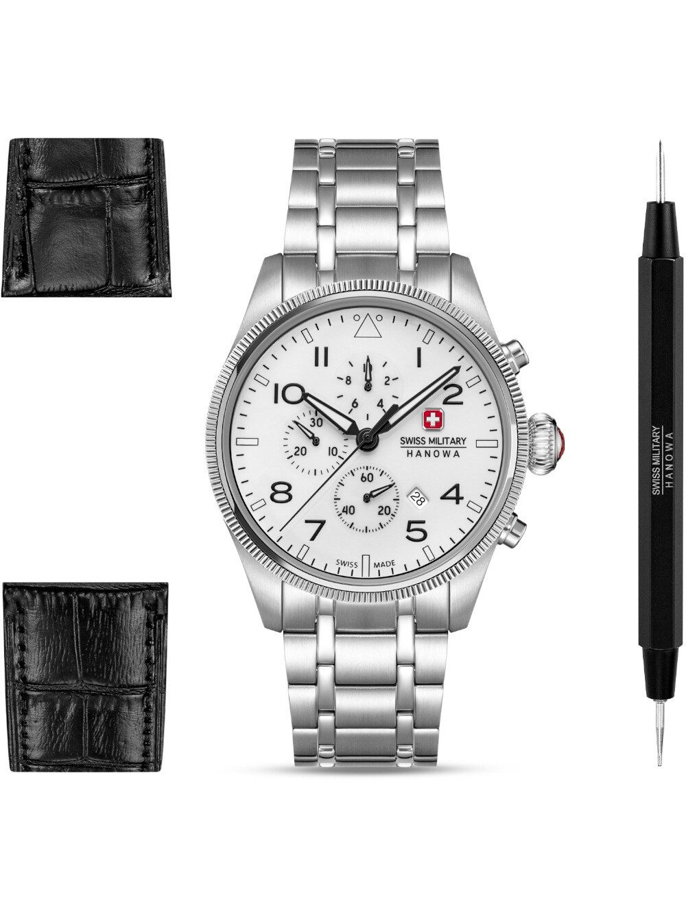 Swiss Military Hanowa Quarzuhr Swiss Military Hanowa SMWGI0005701-SET Herrenuhr Thunderbolt Northern Swiss Military Hanowa SMWGI0005701-SET Herrenuhr Thunderbolt Northern Night Chronograph Set 43mm 10 ATM