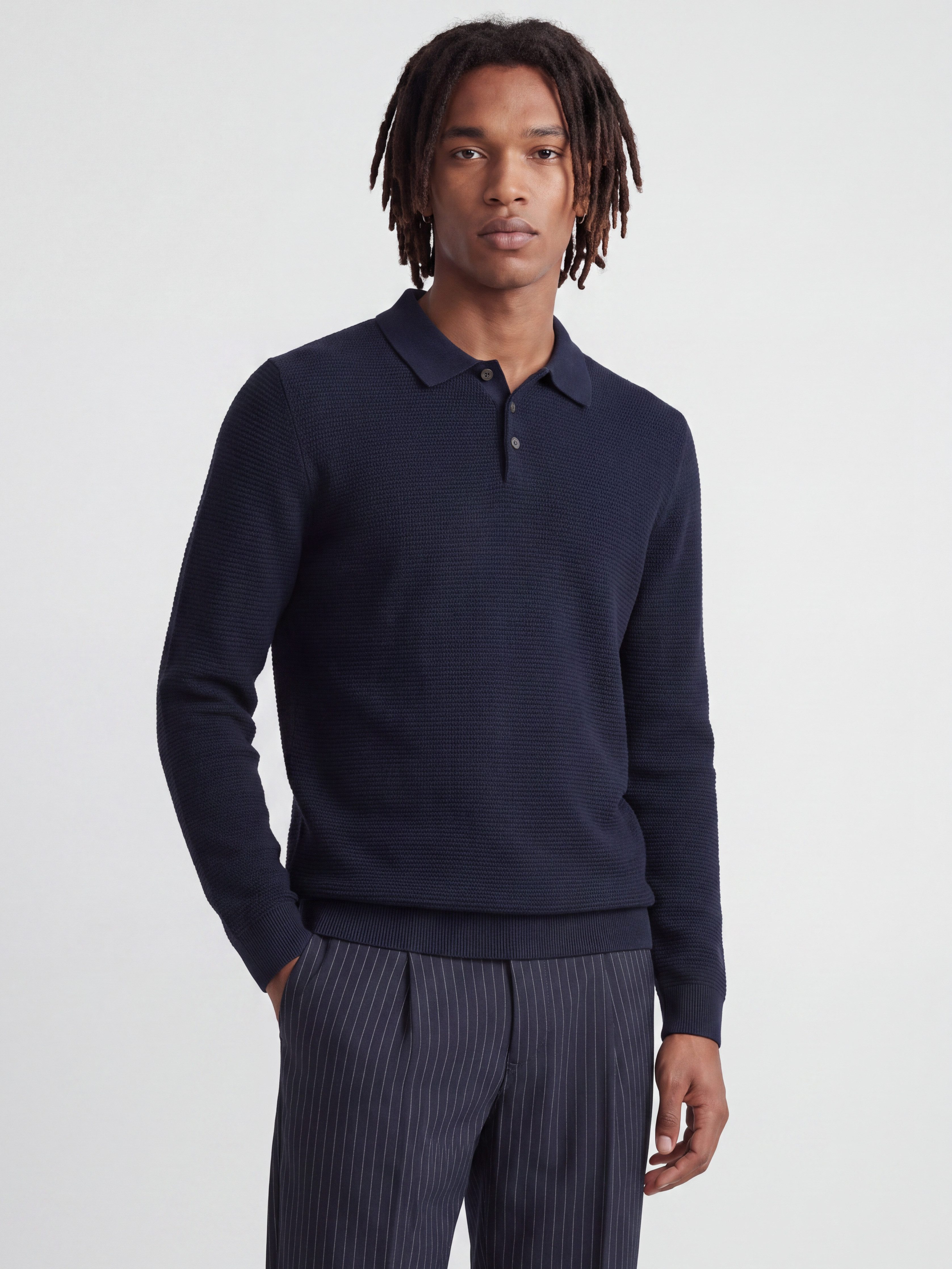 Jack & Jones Polokragenpullover JPRBLURILEY KNIT POLO LS Baumwolle