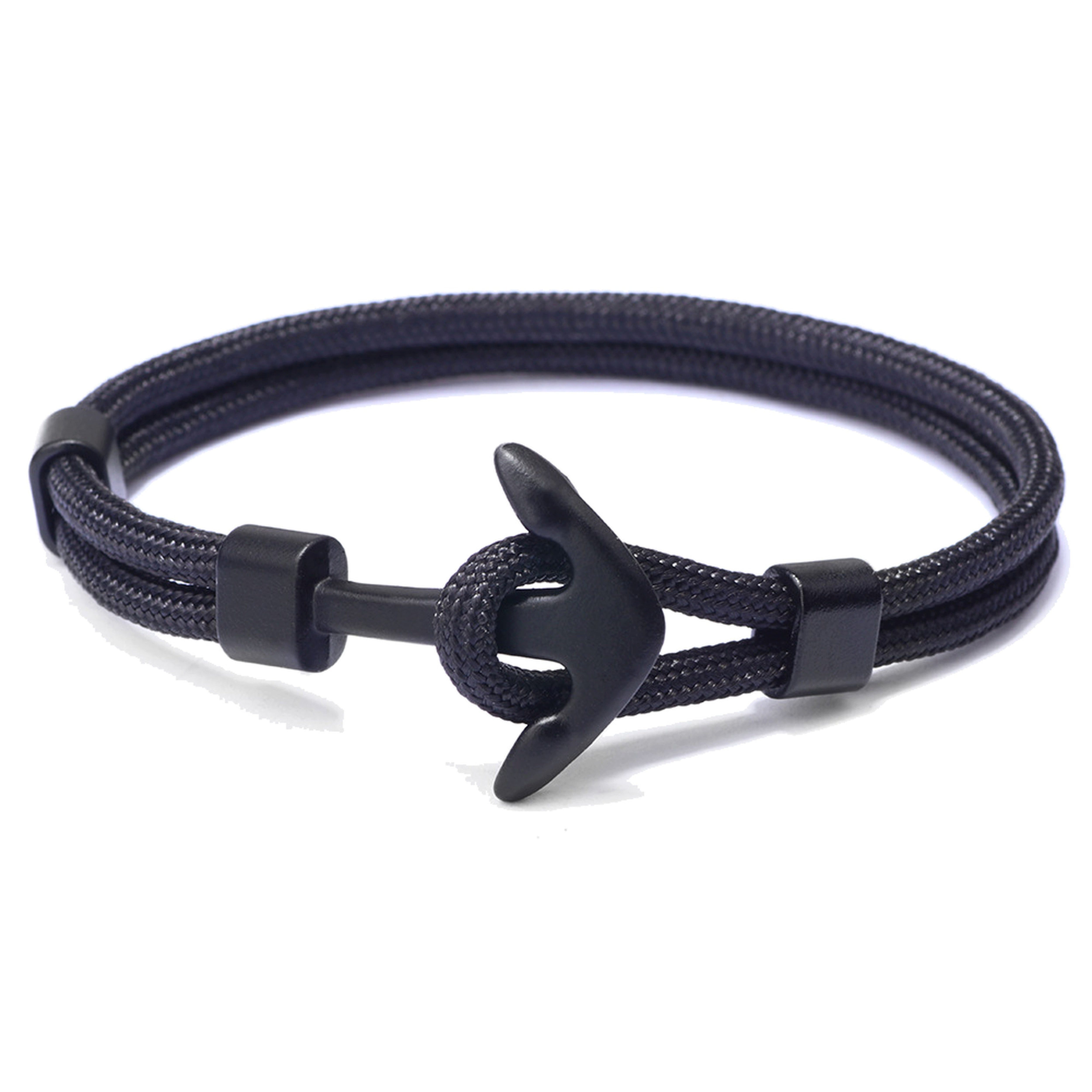 Lebensquelle Plus Armband Segeltau-Armband mit Anker — Schwarz