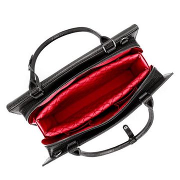 SOCHA Aktentasche Kroko Silver Tip 15.6 Zoll, - elegante Laptoptasche für Damen - Businesstasche mit Vollausstattung - Schultergurt