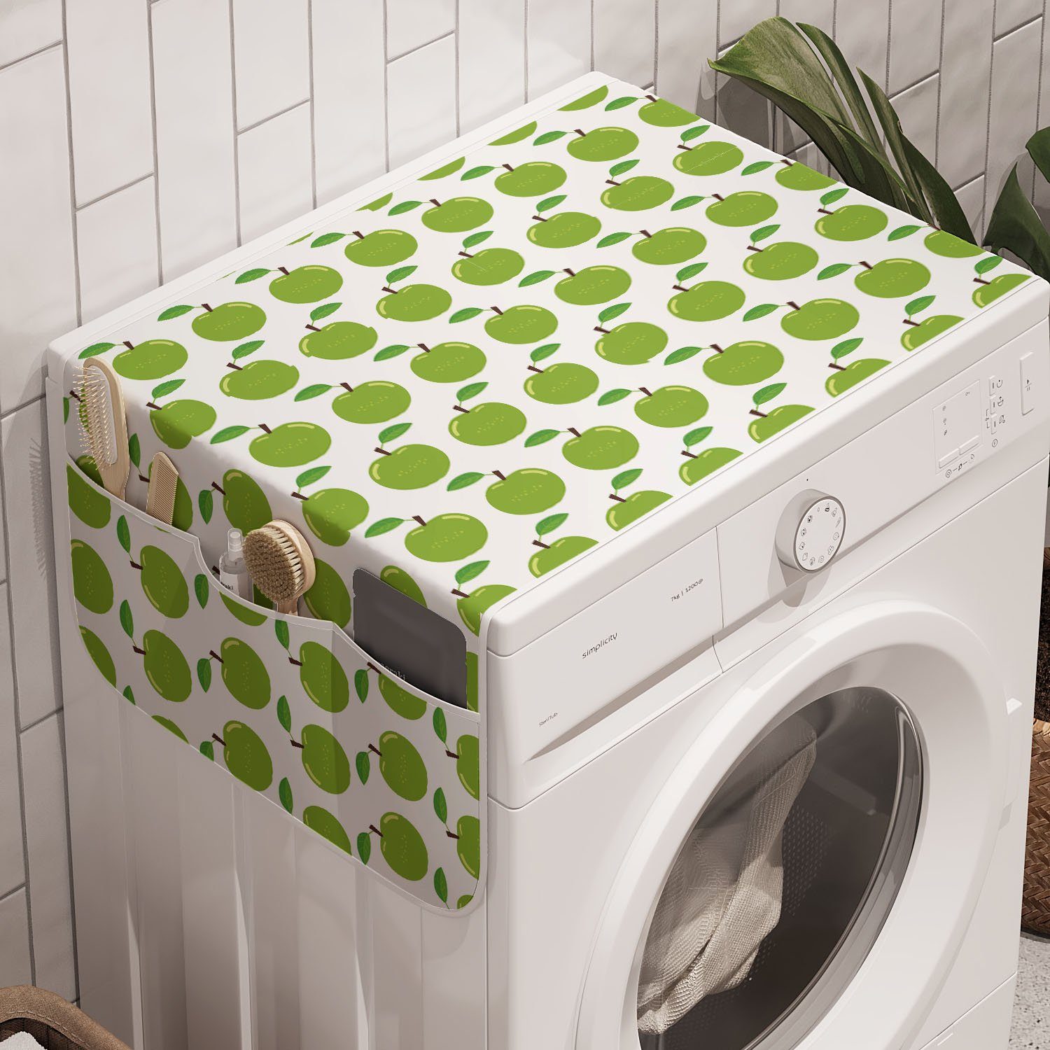 Abakuhaus Badorganizer Anti-Rutsch-Stoffabdeckung für Waschmaschine und Trockner, Apfel Wiederholen von Juicy Fruit