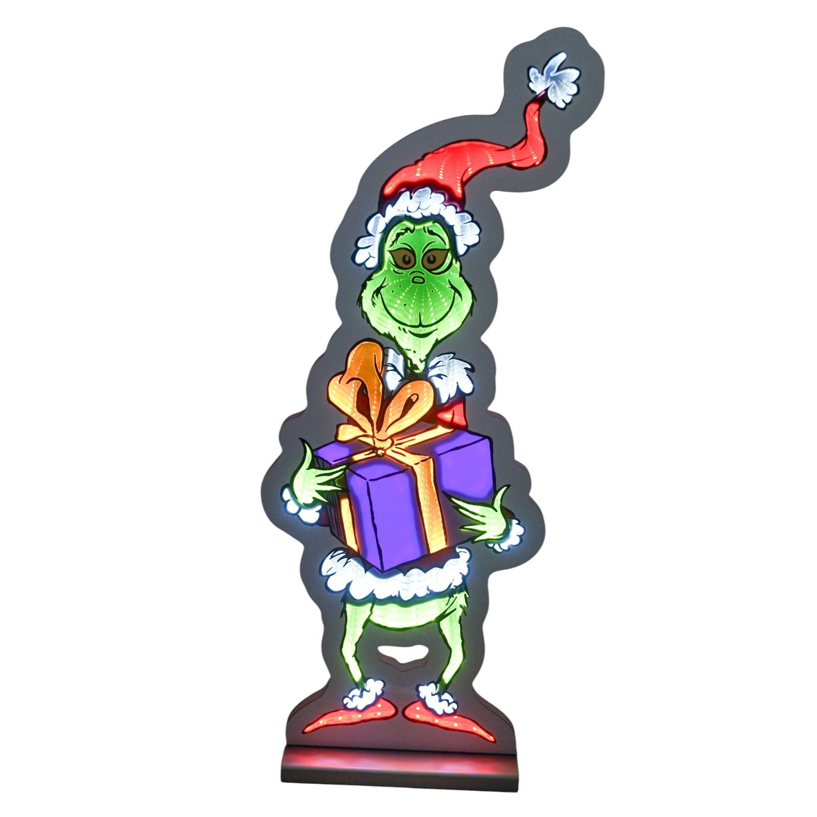 Disney LED Dekofigur LED-Dekoleuchte Grinch mit Geschenk 60 cm Infinity Weihnachtsdeko, LED fest integriert