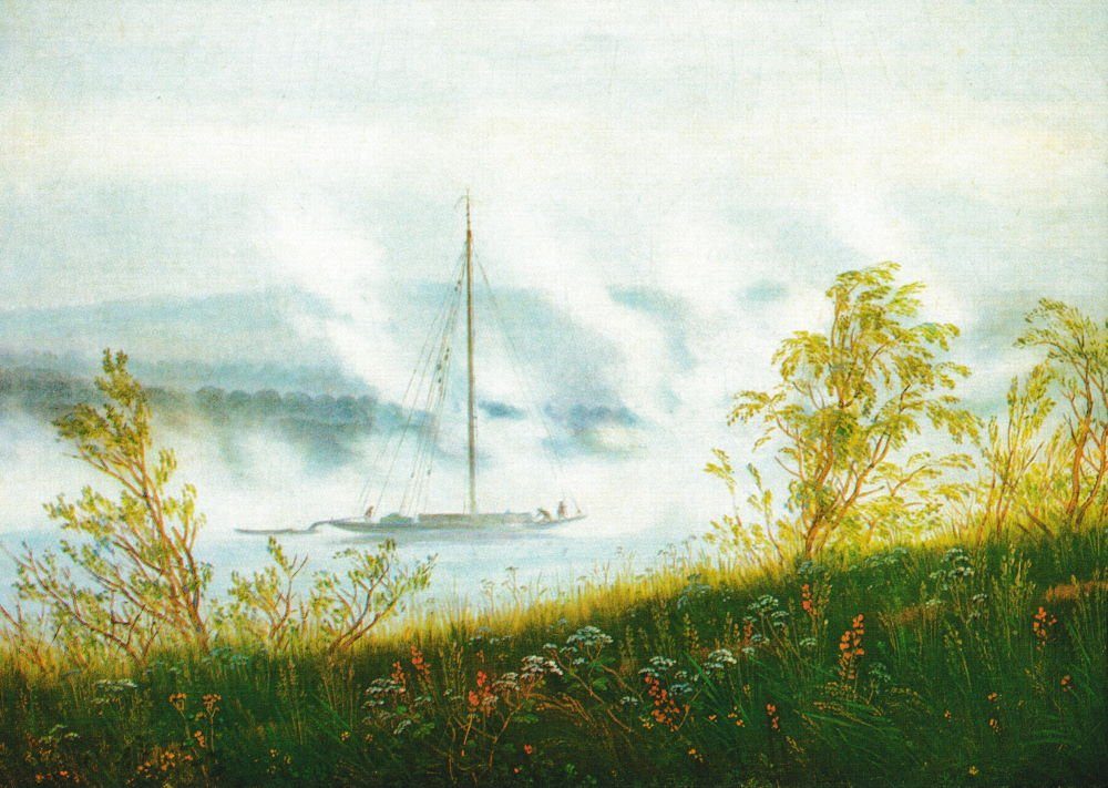 Postkarte Kunstkarte Caspar David Friedrich "Elbschiff im Frühnebel"