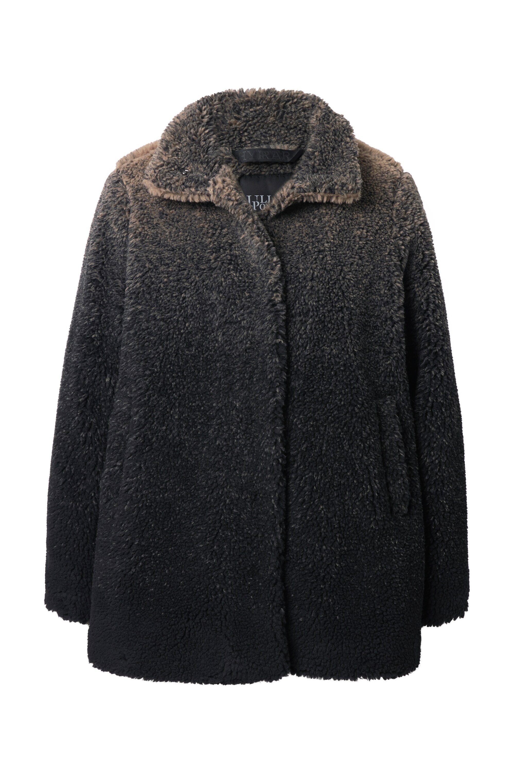 Ulla Popken Wintermantel Teddymantel Farbverlauf Stehkragen Druckknöpfe günstig online kaufen