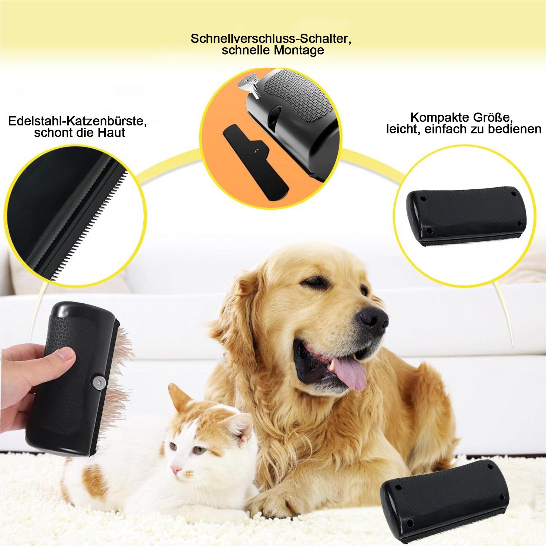 Keyura Fellbürste Tierbürste,Pet Care Brush, Tails Enthaarungsbürste, Universal Haustier Bürste, (Katzenhaarbürste zum Entfernen von Losem Fell), für Hunde, Pet – Bild 3 von 5