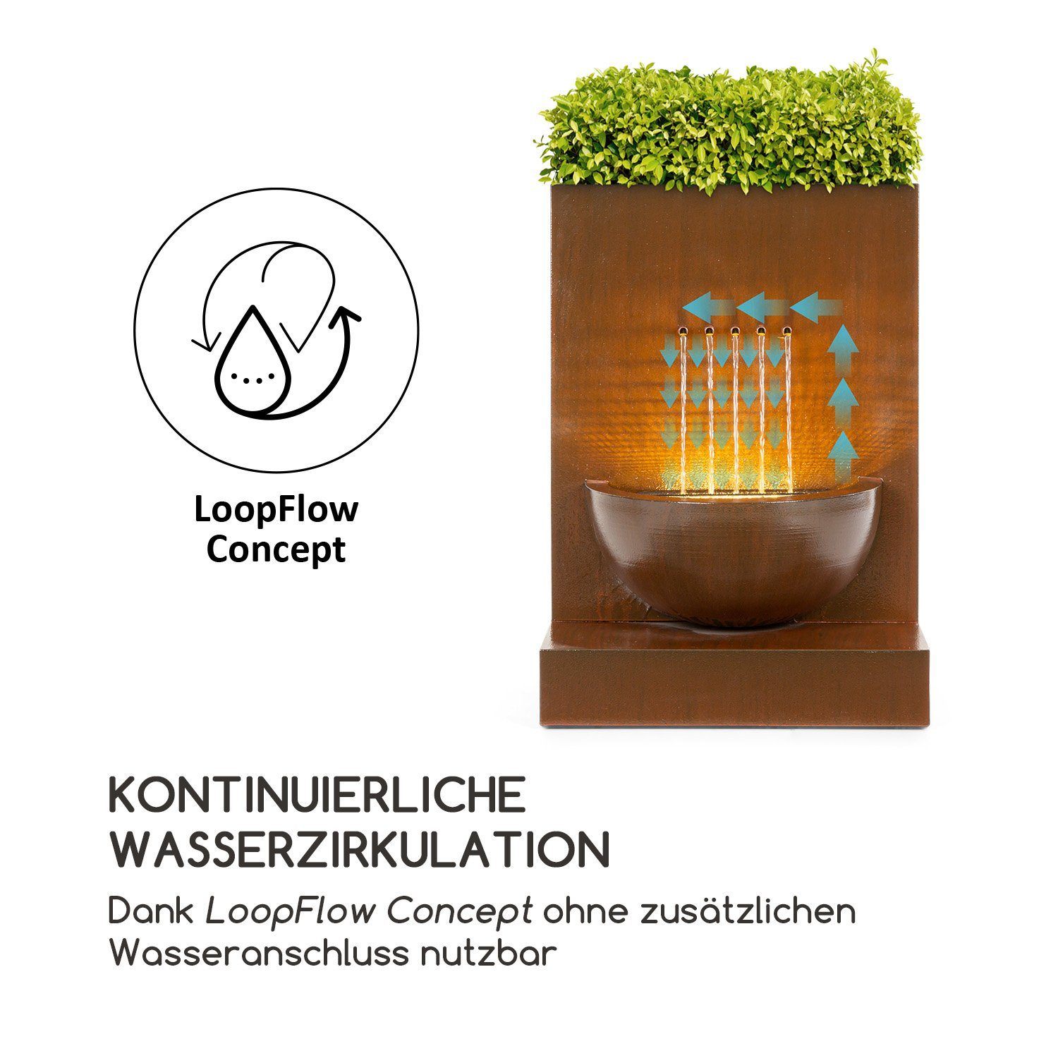 blumfeldt Wasserspiel Windflower Gartenbrunnen, 50 cm led-beleuchtung brunnen brunnen spring terasse Breite, zier zimmer