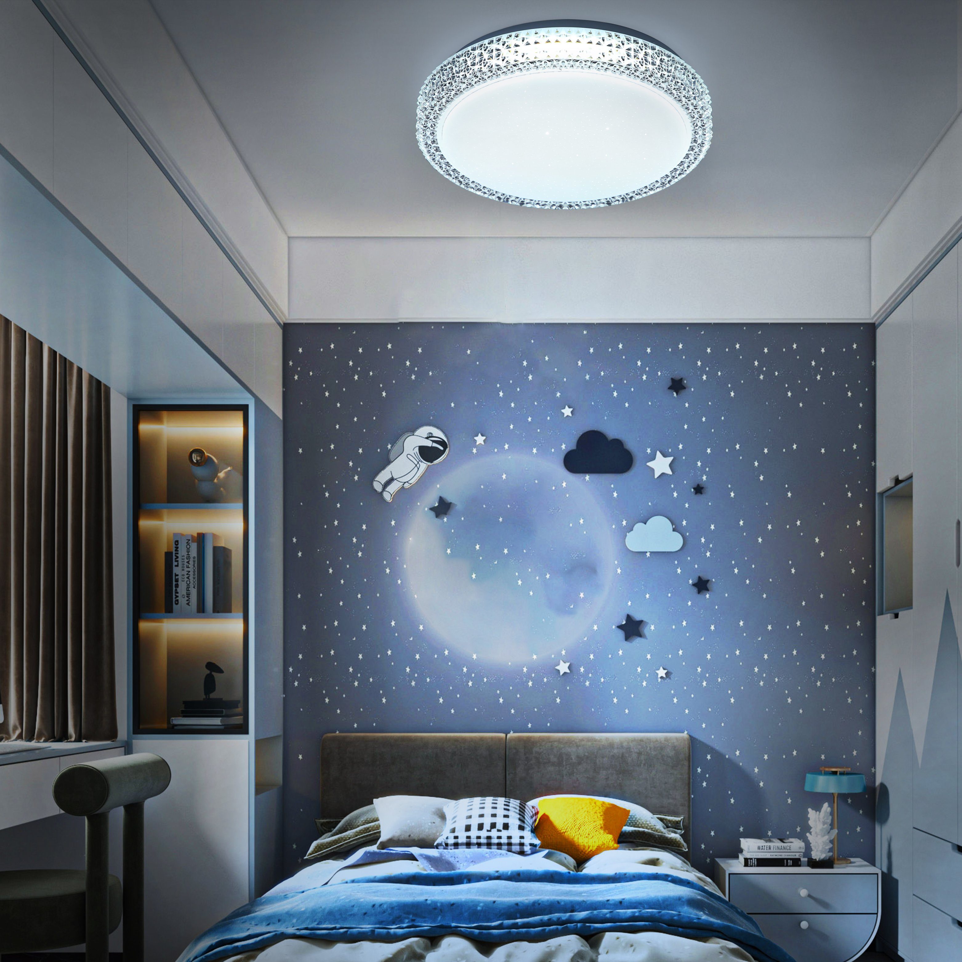 Sternenhimmel 1-Rund fest Ø30cm, integriert, LED ZMH Dimmbar weiß LED Deckenleuchte