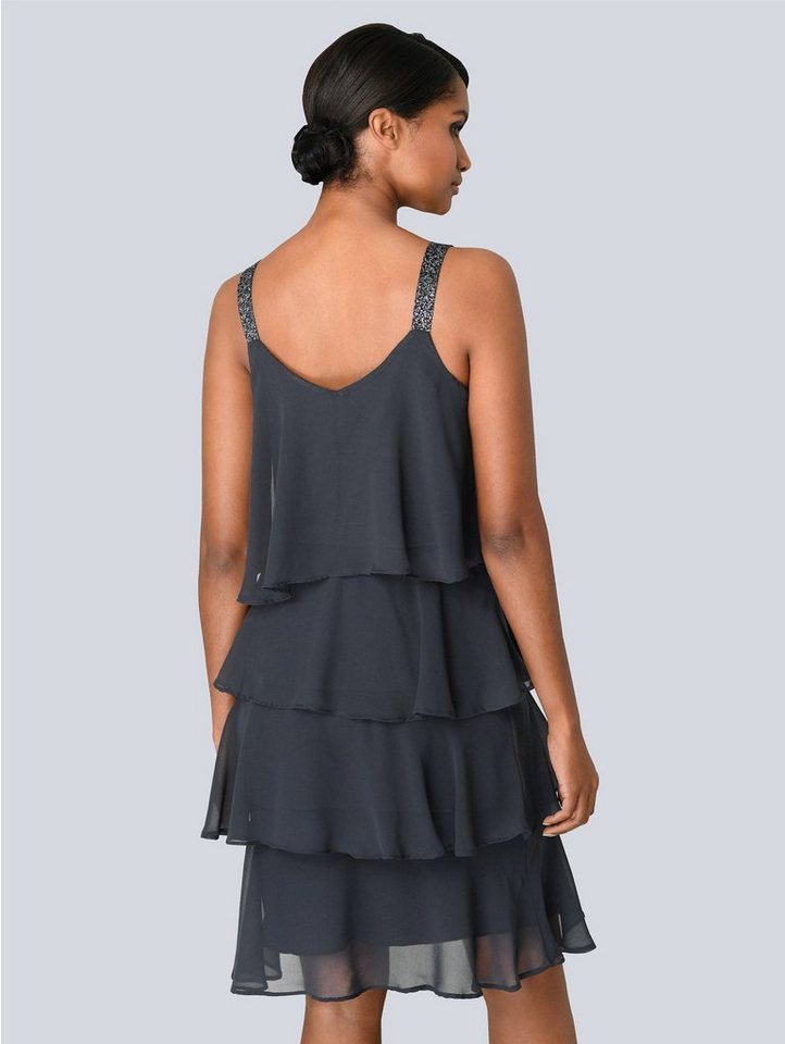 Alba Moda Kleid in mehreren Lagen gearbeitet in blau