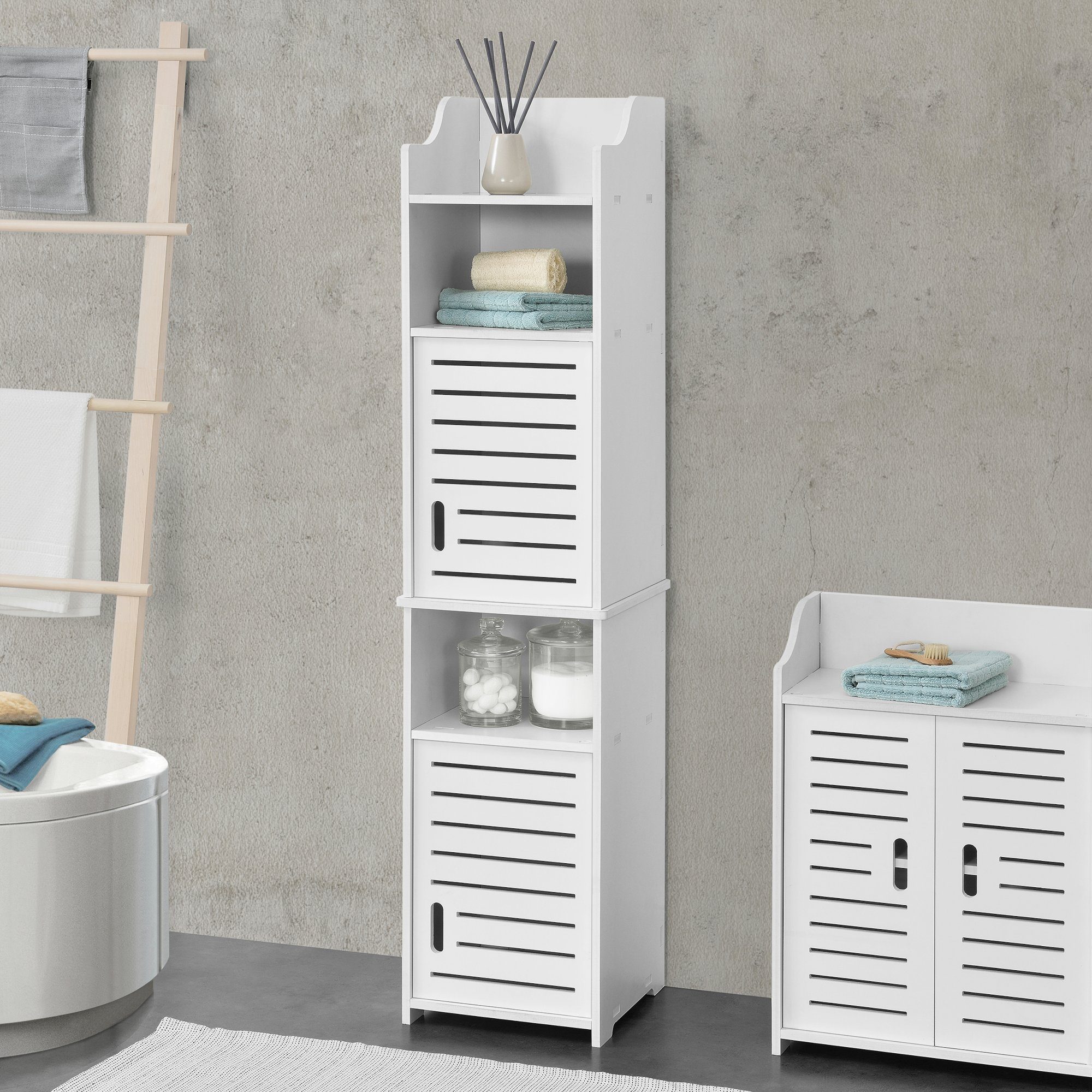 en.casa Hochschrank »Mora« Badezimmerschrank Hochschrank Badkommode günstig online kaufen