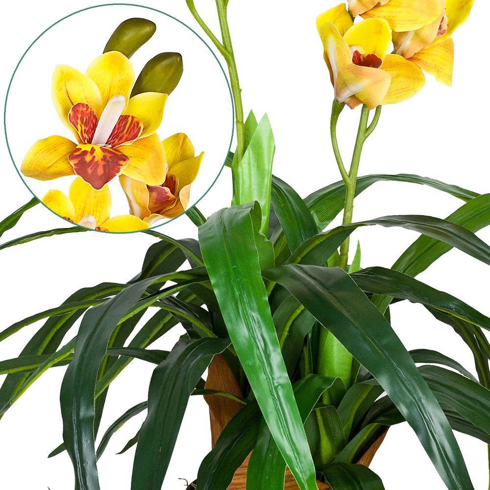 Kunstpflanze cm Topf Pflanze Decovego Künstliche Orchidee Decovego, Gelb 90 Kunstpflanze
