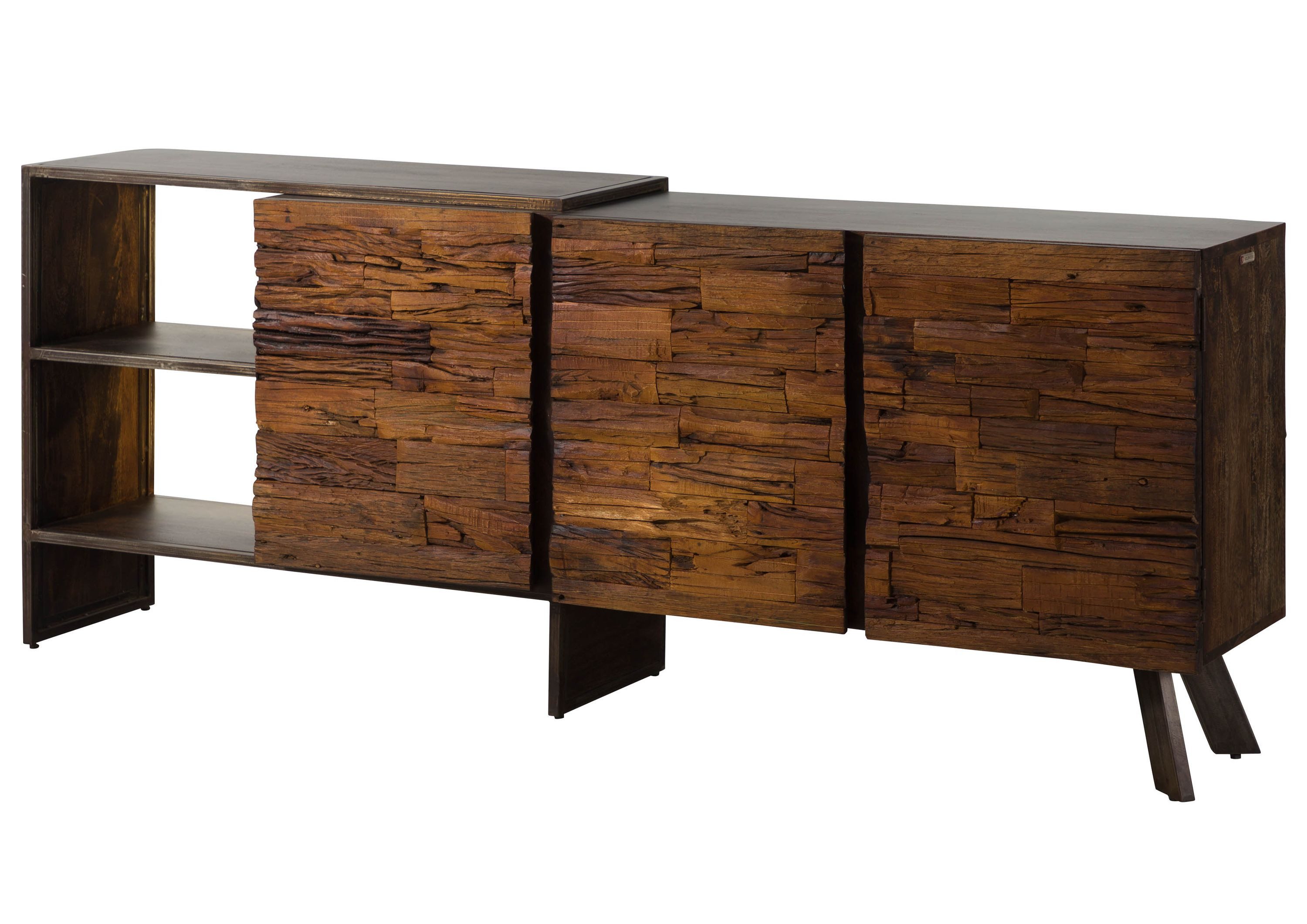 Massivmoebel24 Sideboard (Massivholz), Akazie / Altholz 205x40x83 braun lackiert SEVILLA #11