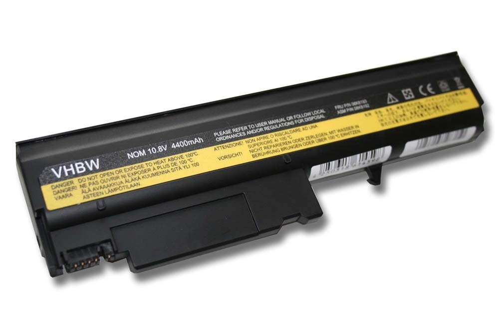 vhbw passend für IBM ThinkPad T43p, T43P-2668, Thinkpad T40 Notebook / Laptop-Akku 4400 mAh