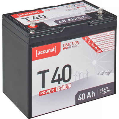 accurat 24V 40Ah LiFePO4 Lithium Batterie 1024Wh BMS Akku Batterie, (24 V V)