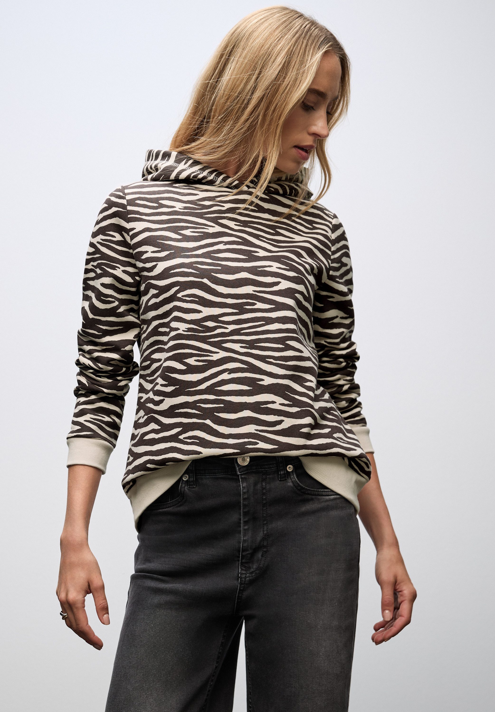 STREET ONE Hoodie mit Zebramuster