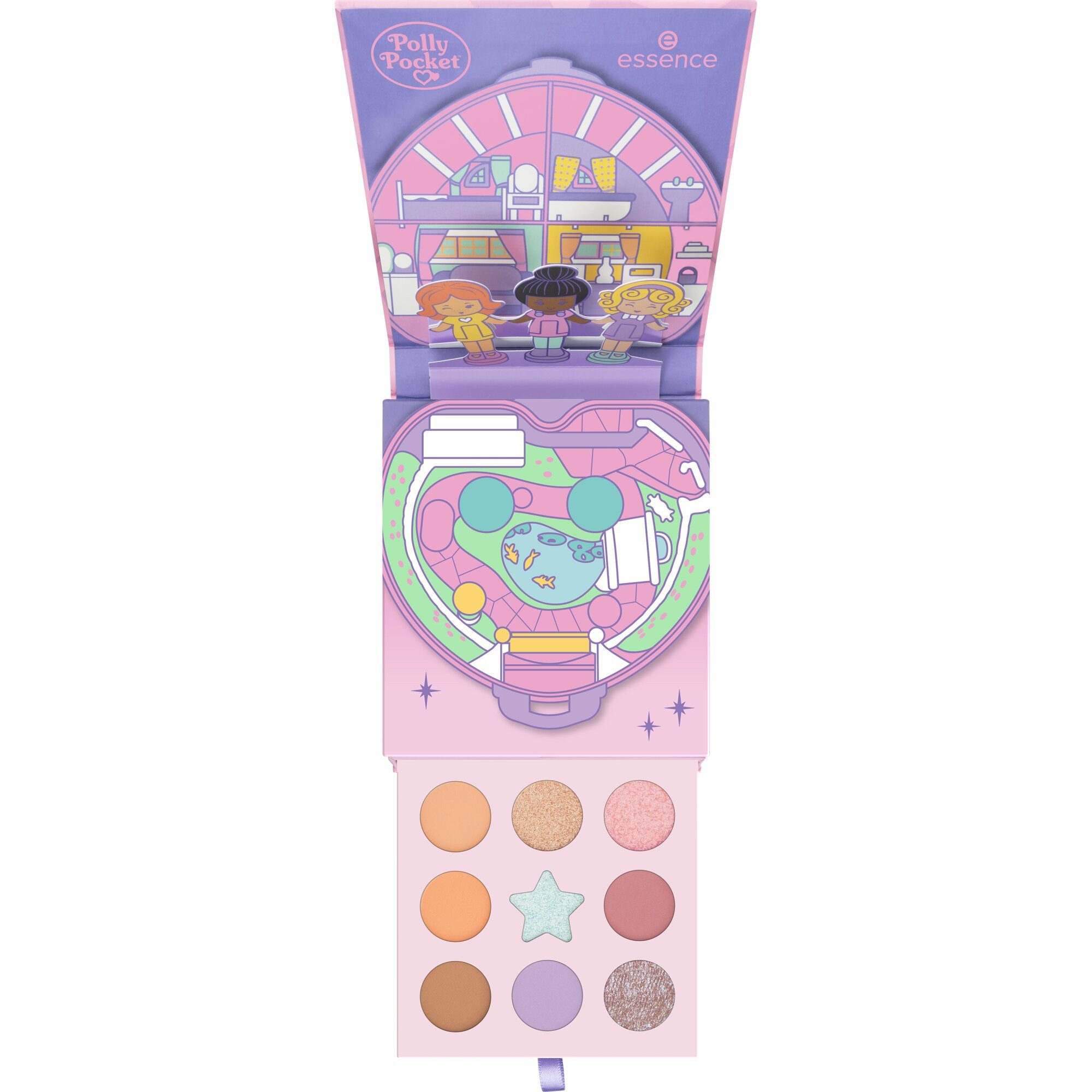 Essence Lidschatten-Palette Polly Pocket eyeshadow palette, 3-tlg., hochpigmentierte Farben, Perfekt für Pastell- und Farbakzente
