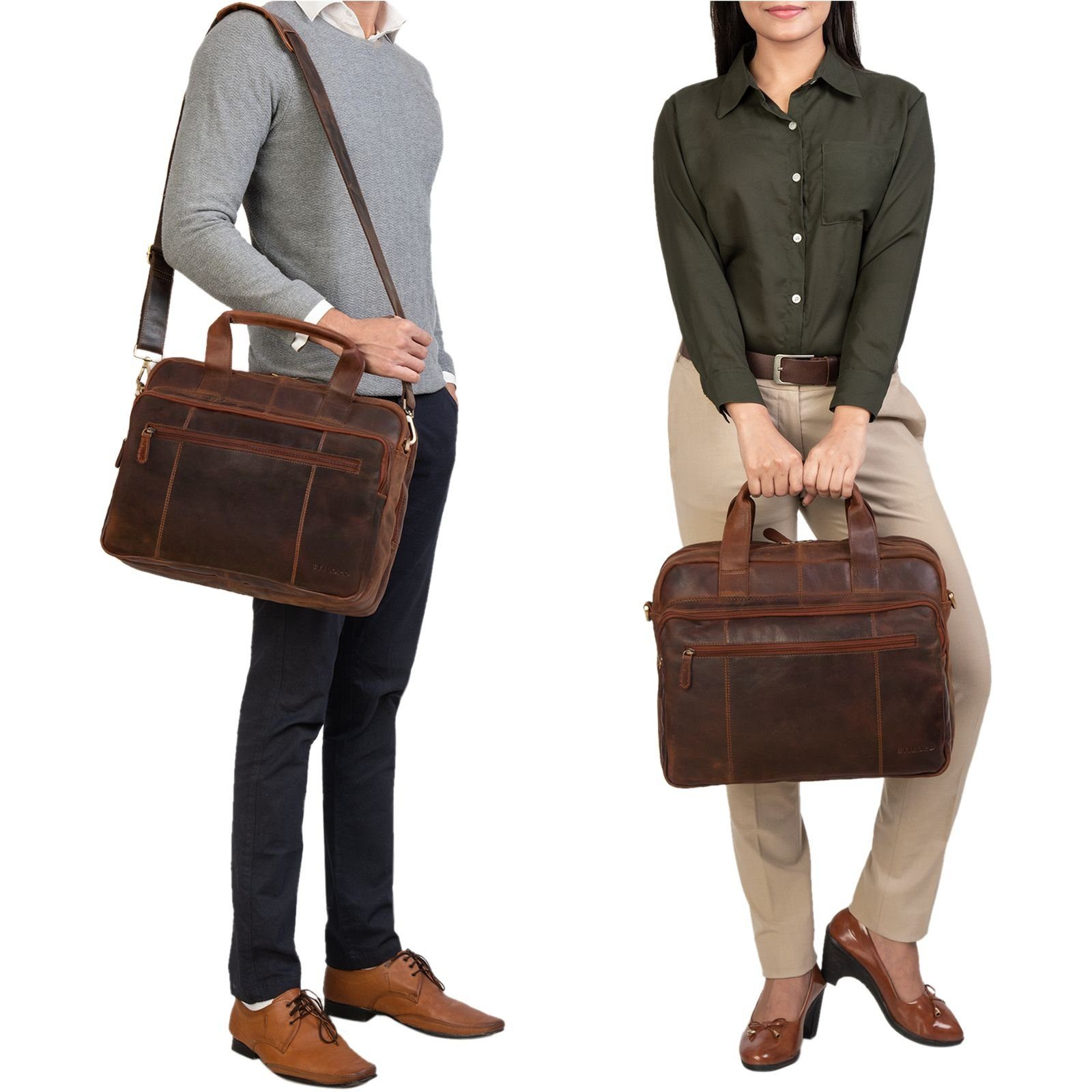 STILORD Aktentasche Vintage groß Leder braun Lehrertasche "Experience" florida 