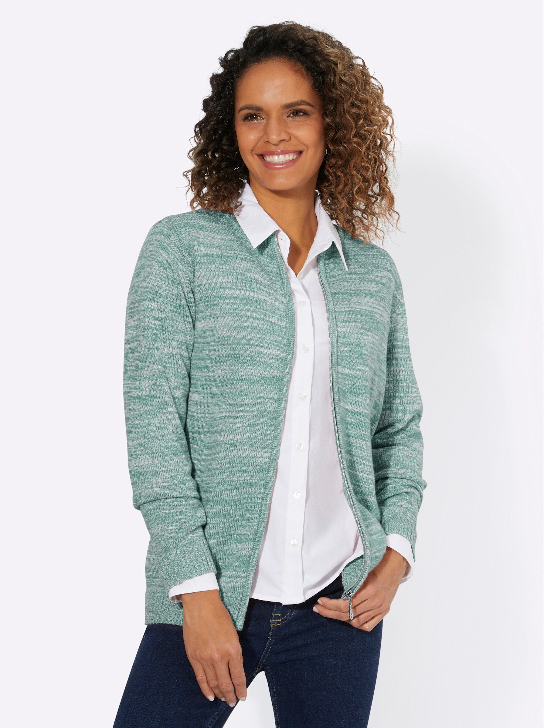 WITT WEIDEN Strickjacke jade-ecru-meliert