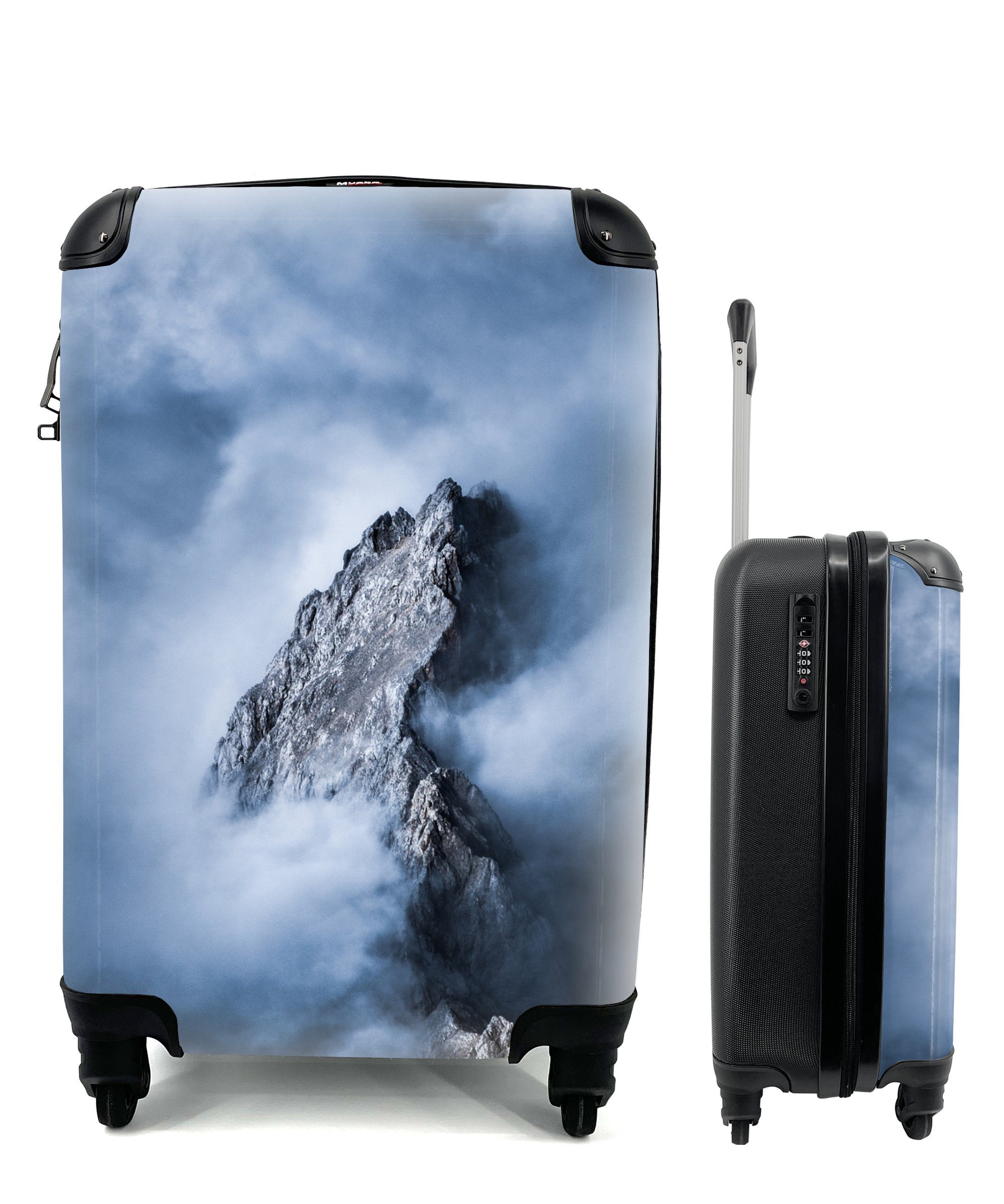 4 Reisetasche Reisekoffer Rollen, Alpen Ferien, rollen, - - Wolken, Handgepäckkoffer Trolley, Felsen mit MuchoWow für Handgepäck