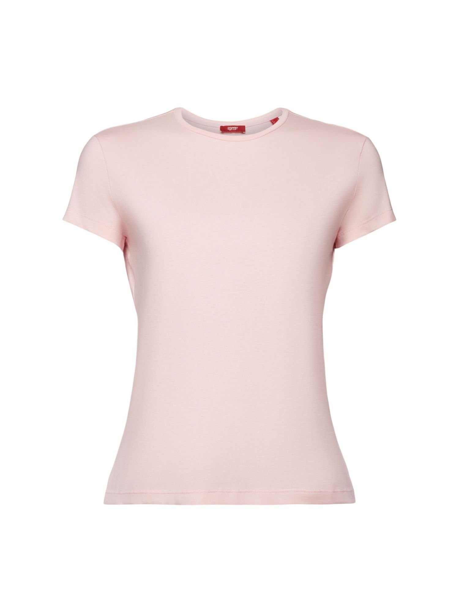 Esprit T-Shirt T-Shirt mit Rundhalsausschnitt, 100 % Baumwolle (1-tlg) PASTEL PINK